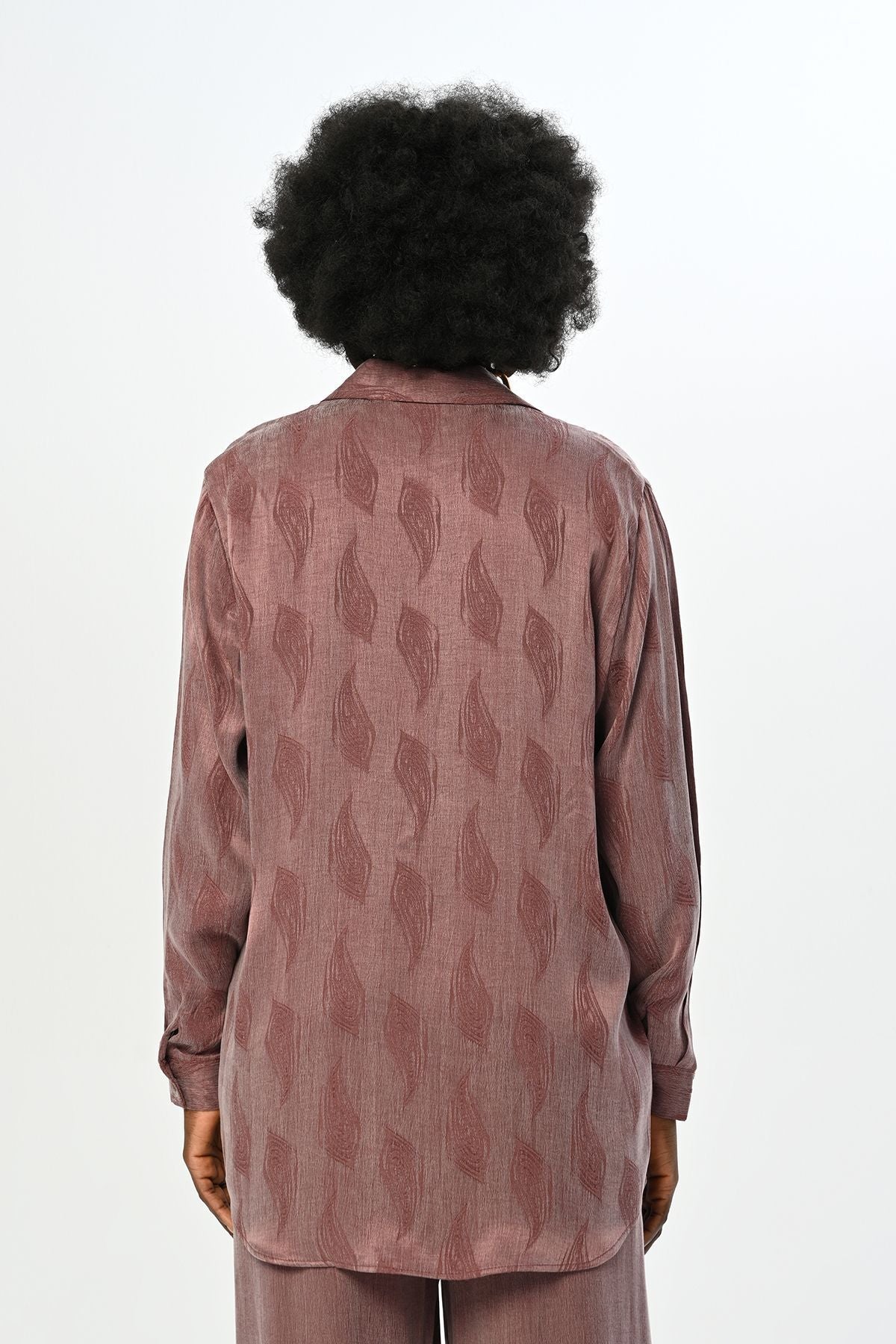 Toptan Bordo Desenli Oversize Gömlek