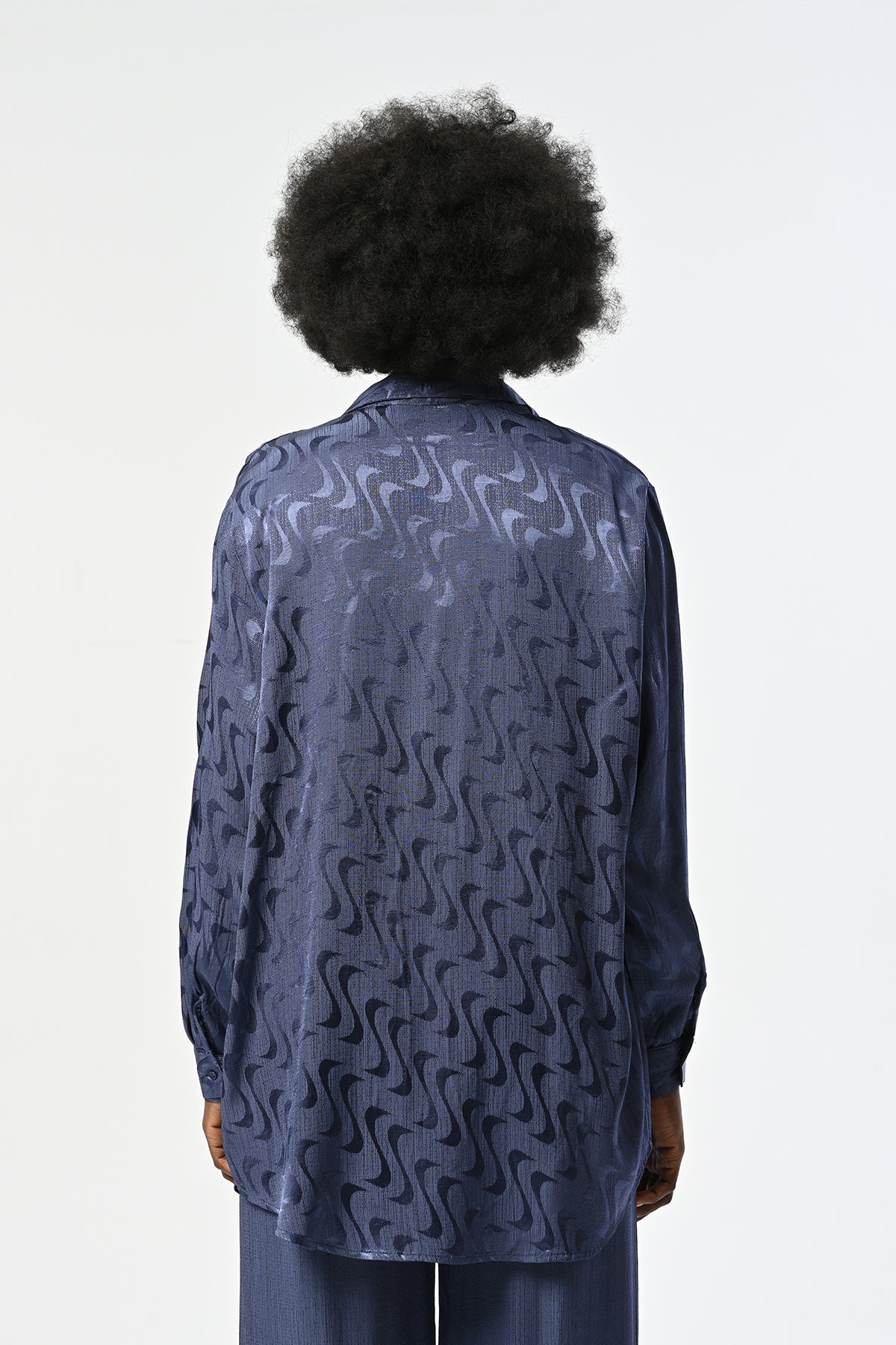 Toptan Indigo Desenli Oversize Gömlek