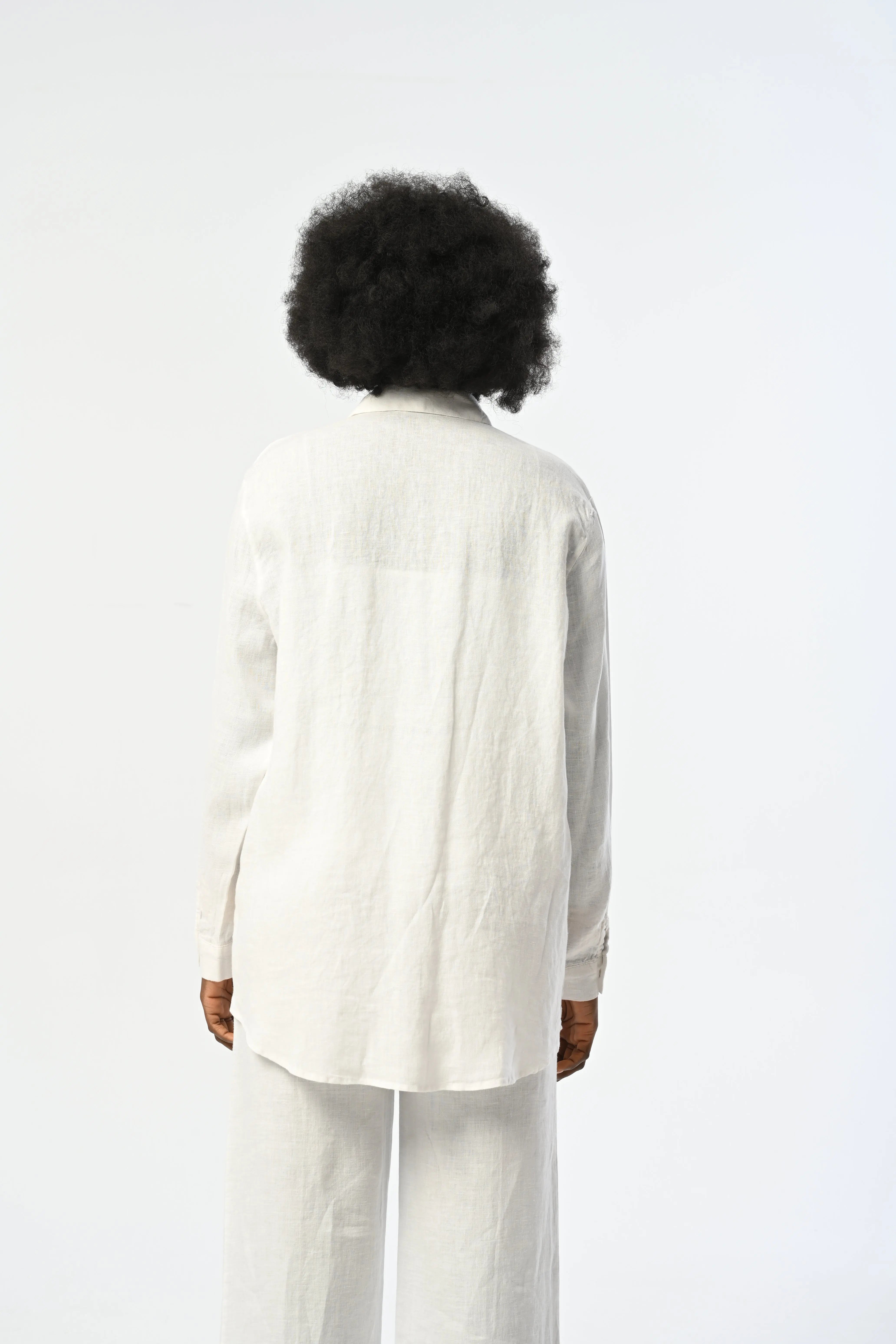 Toptan Nakışlı Oversize %100 Keten Kadın Gömlek – Yazlık Rahat Model - 34306 Orfeonegro