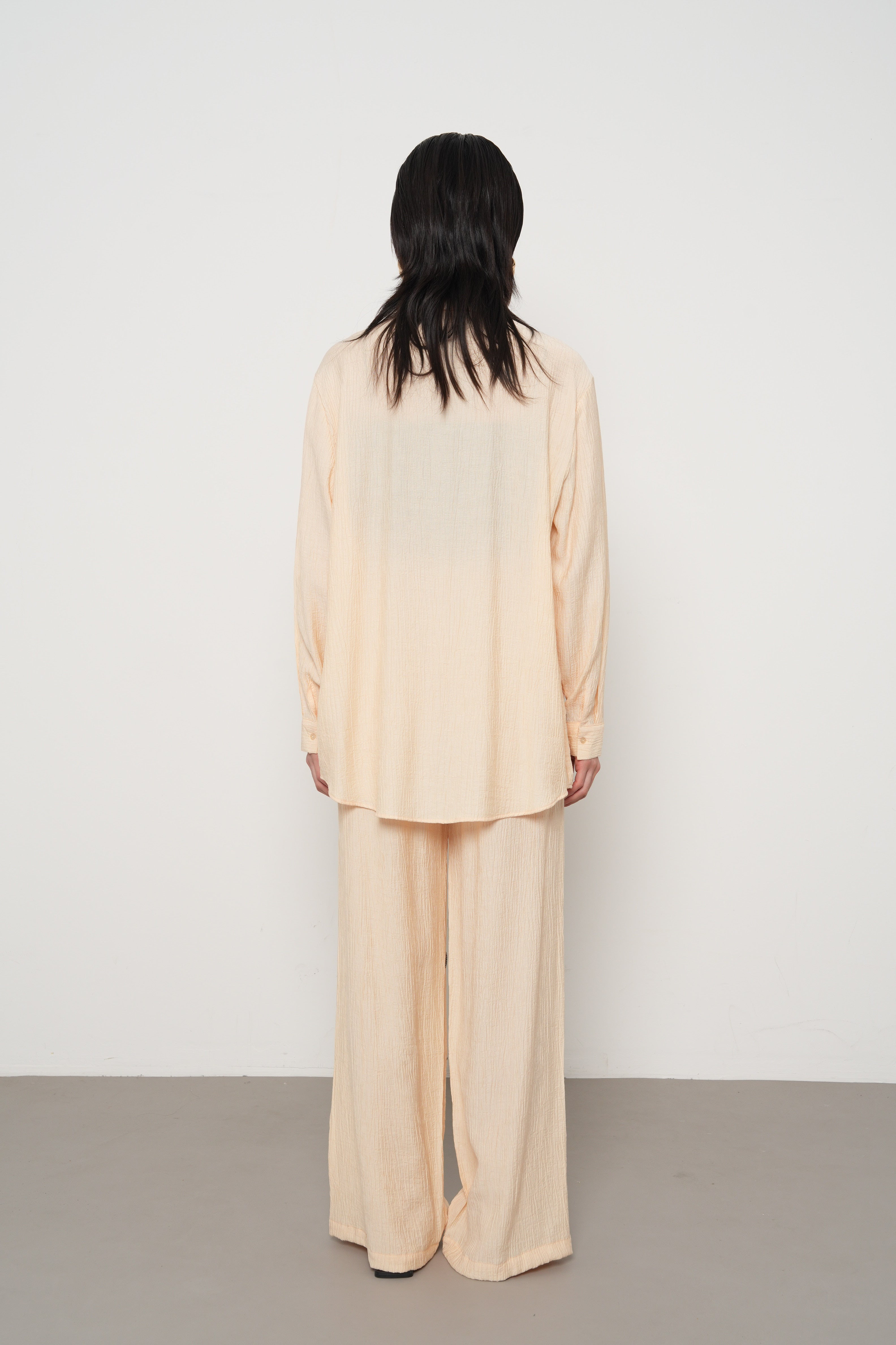 Nakış Detaylı Oversize Kadın Gömlek | 34483 - Açık Bej