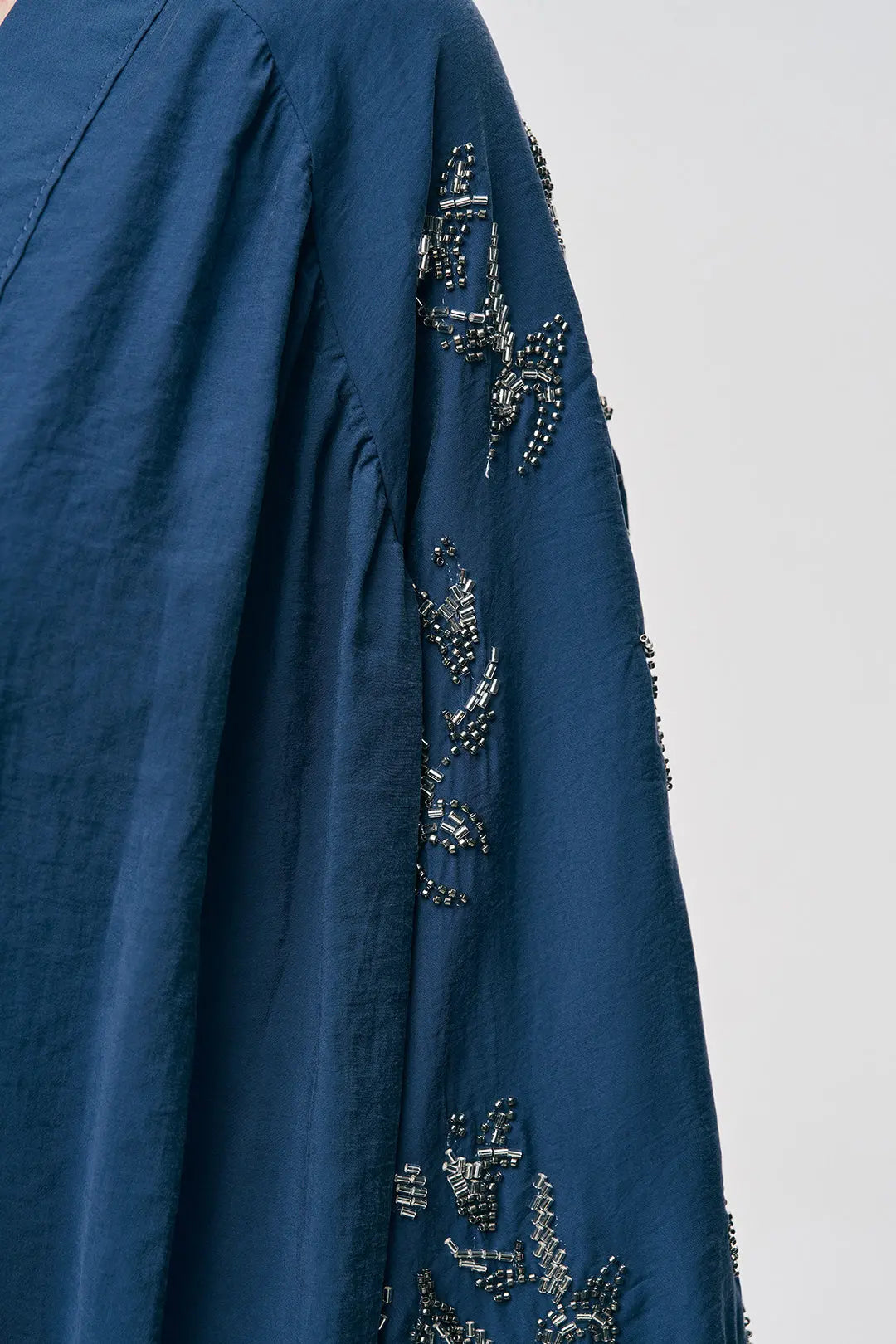 İşlemeli İndigo Kimono Ceket ORFEONEGRO