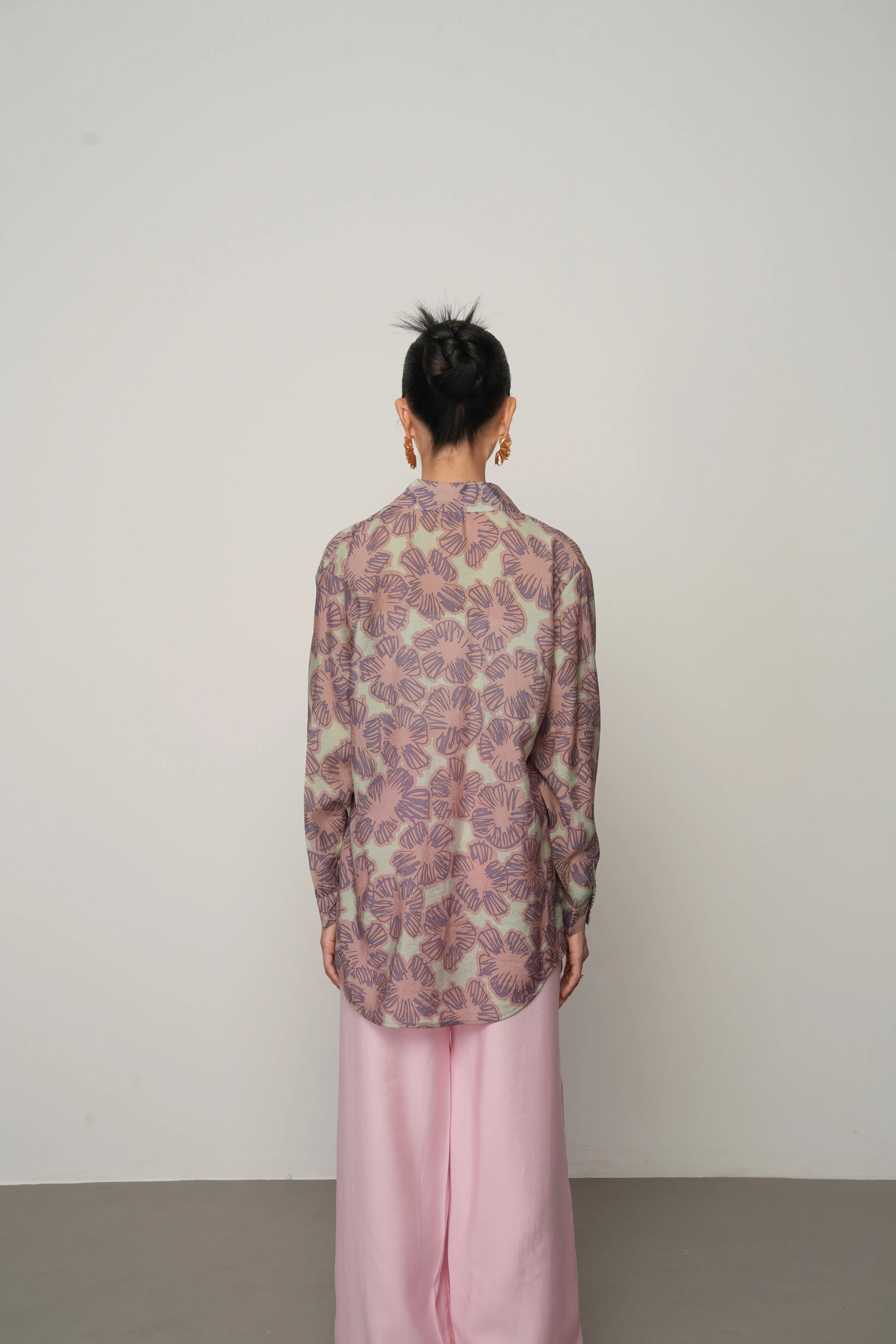 Çiçek Desenli Oversize Gömlek - 34555 ORFEONEGRO