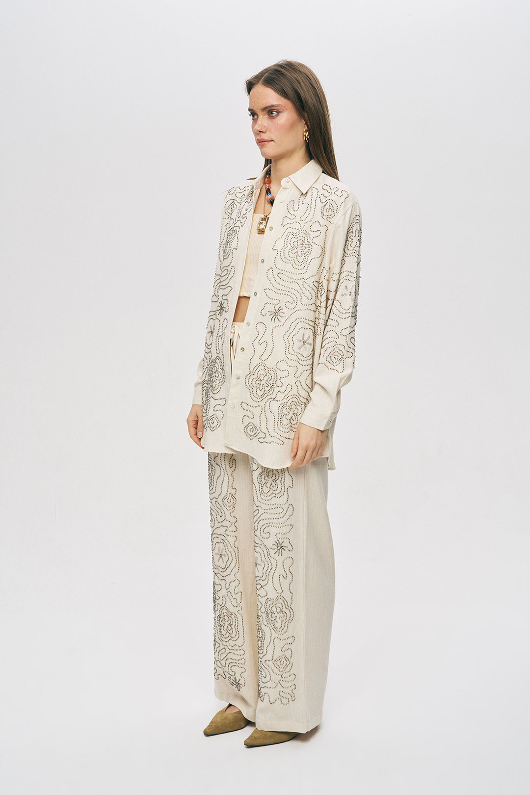 Orfeonegro Etnik Nakış İşlemeli Oversize Gömlek