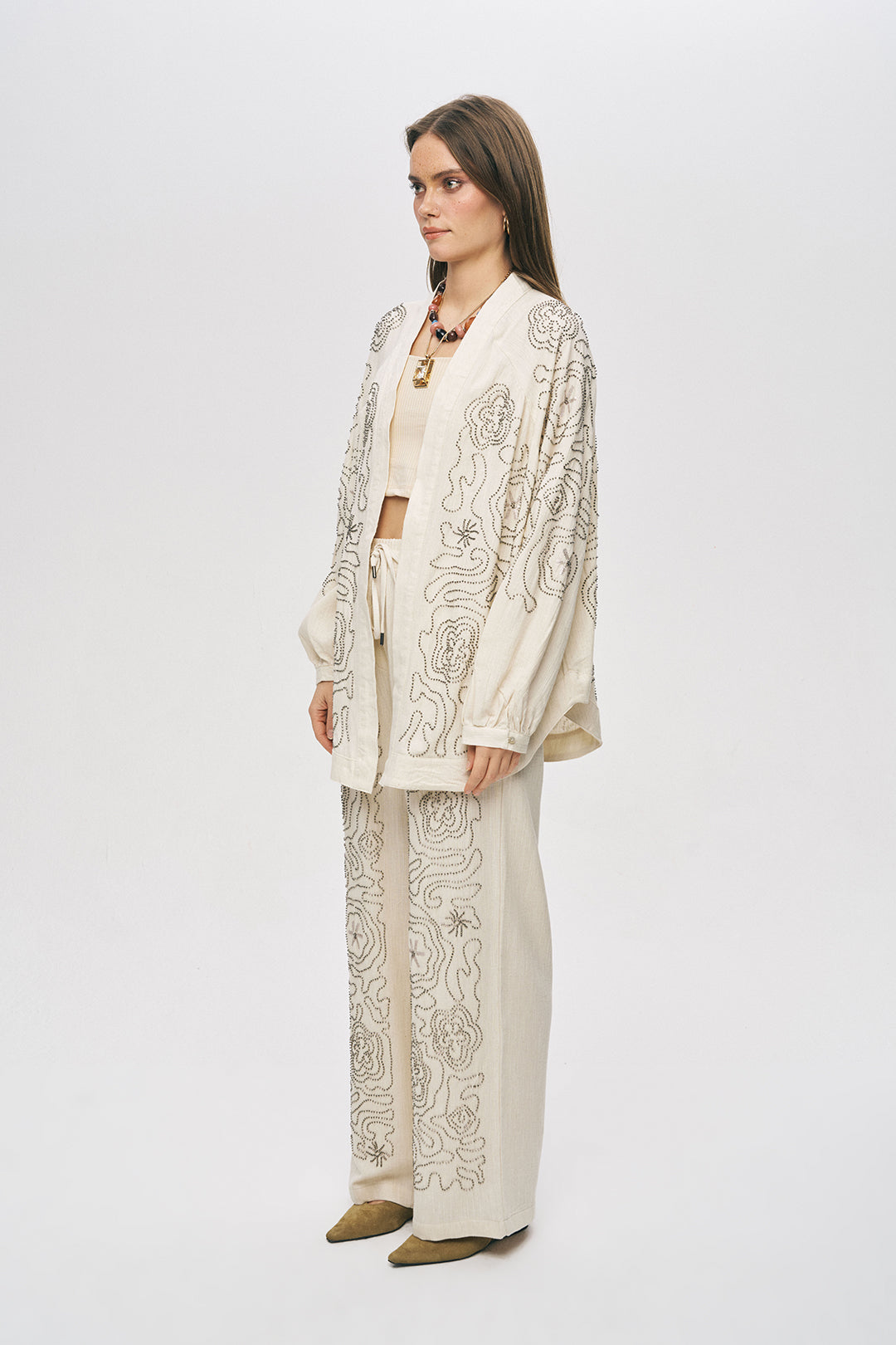 Orfeonegro Etnik Nakış İşlemeli Oversize Kimono