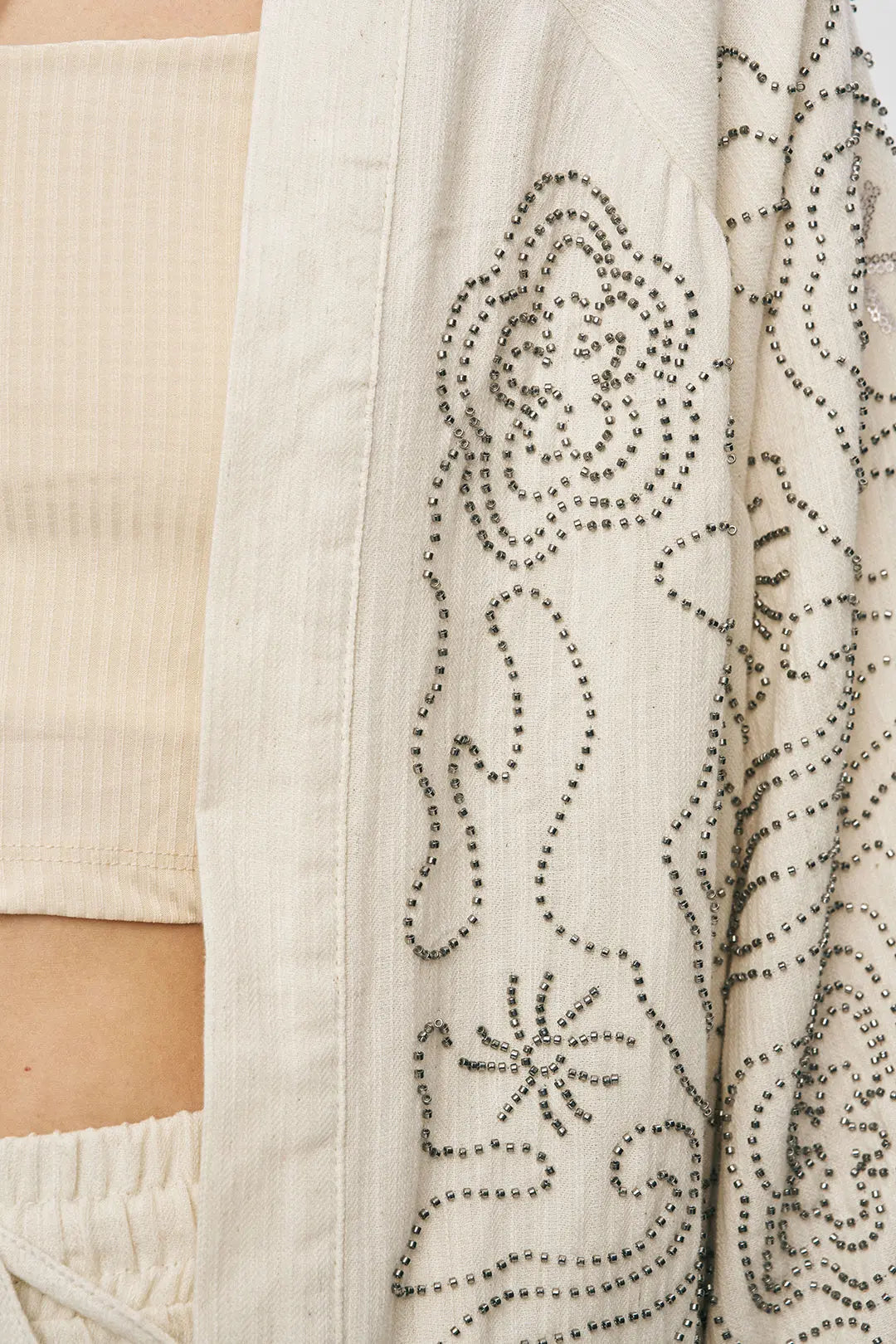 Orfeonegro Etnik Nakış İşlemeli Oversize Kimono ORFEONEGRO