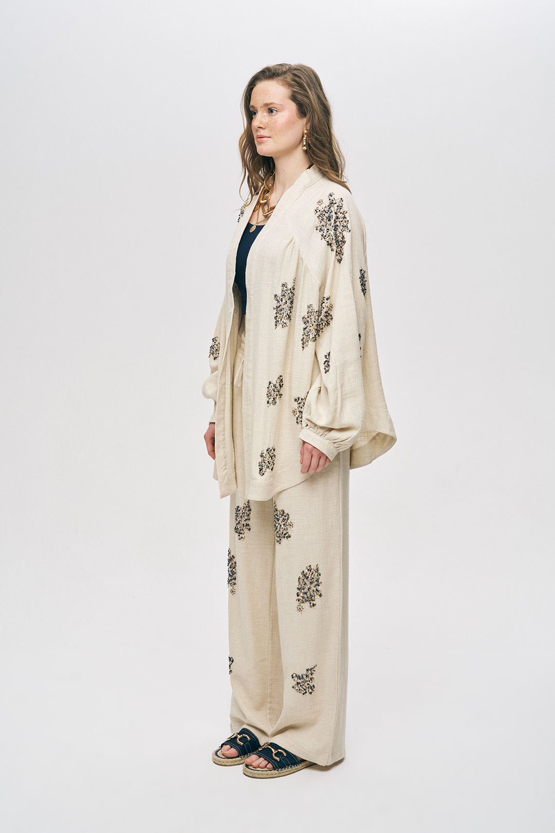 Orfeonegro Boncuk İşlemeli Oversize Kimono
