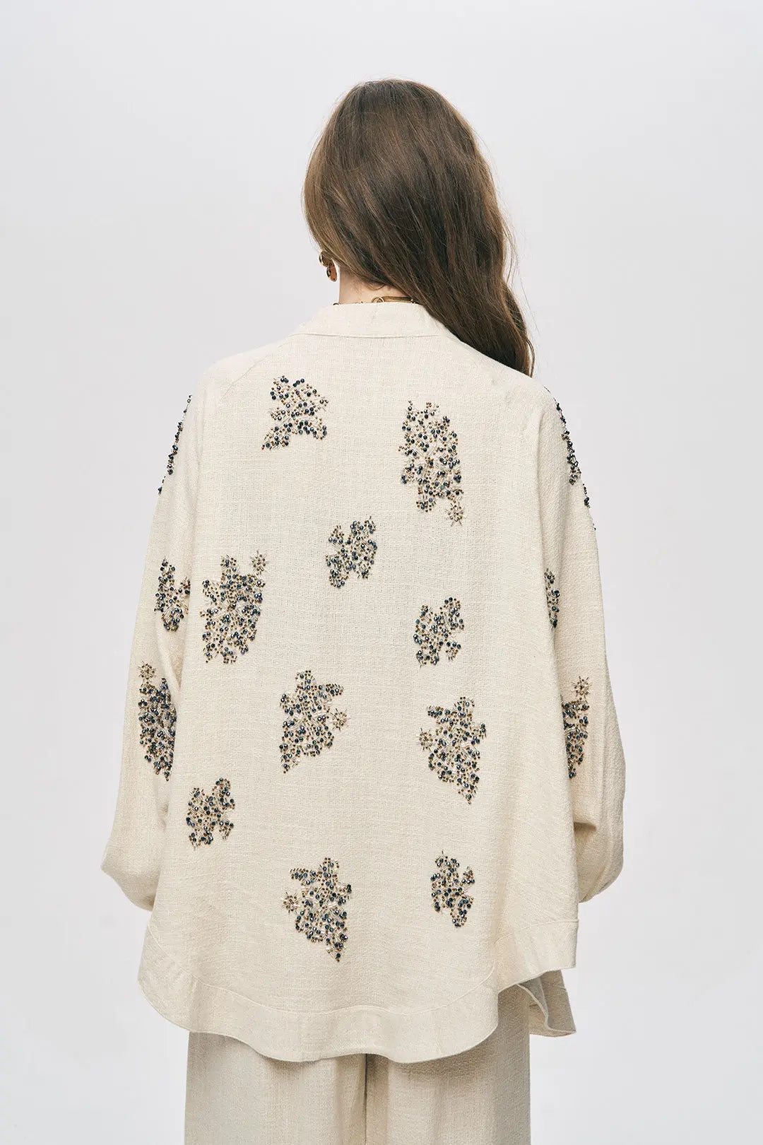 Orfeonegro Boncuk İşlemeli Oversize Kimono ORFEONEGRO