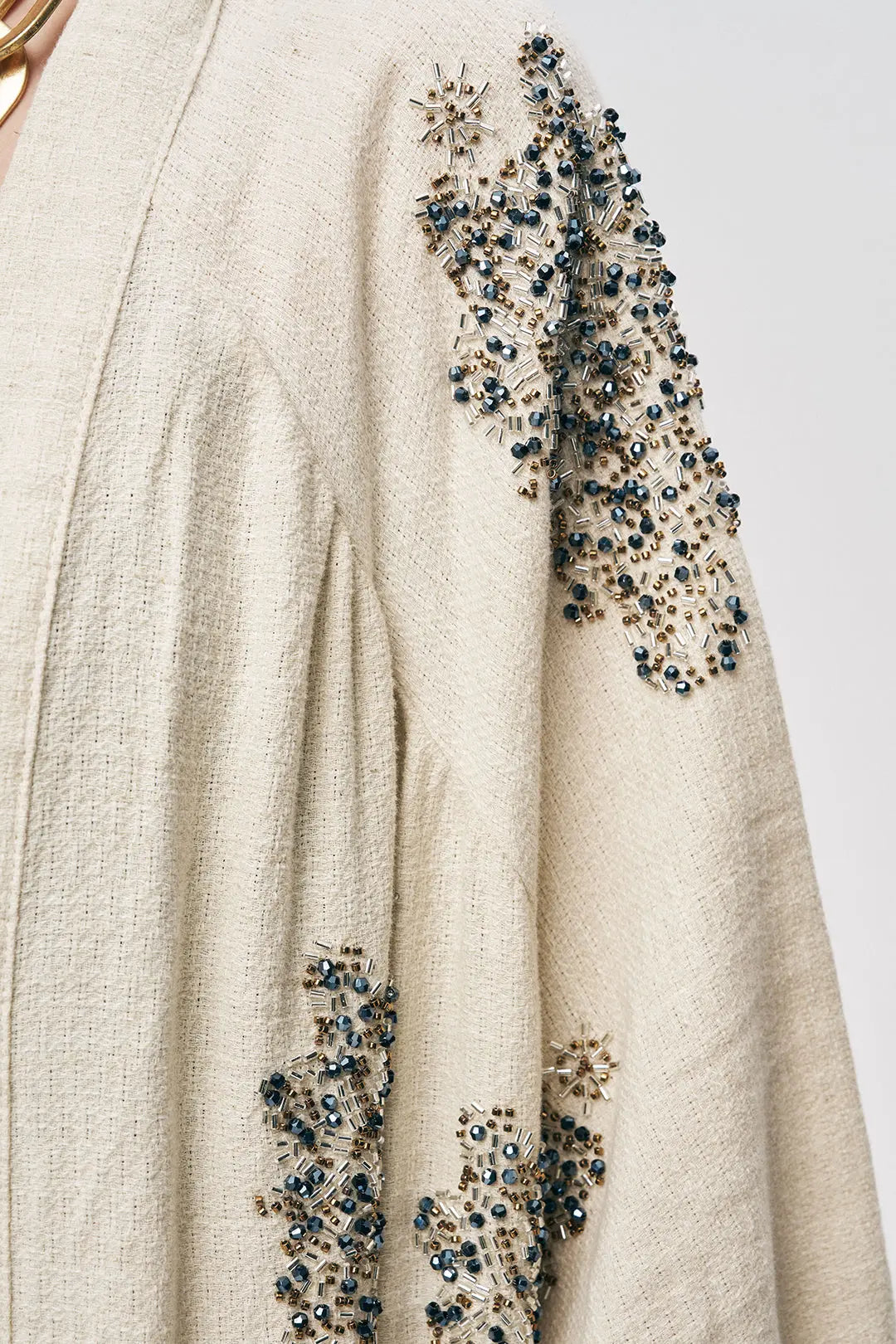 Orfeonegro Boncuk İşlemeli Oversize Kimono ORFEONEGRO