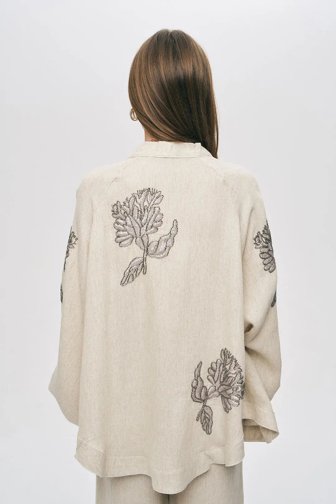 Orfeonegro Zarif Nakış Detaylı Oversize Kimono ORFEONEGRO