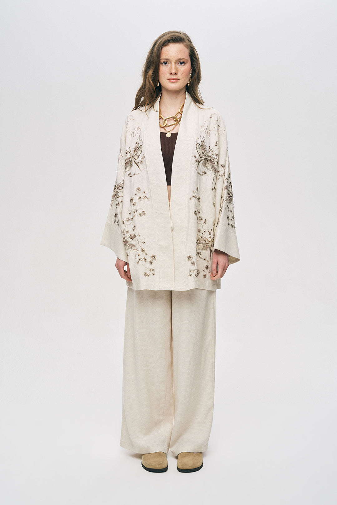 Orfeonegro Boncuk ve Payet İşlemeli Kimono