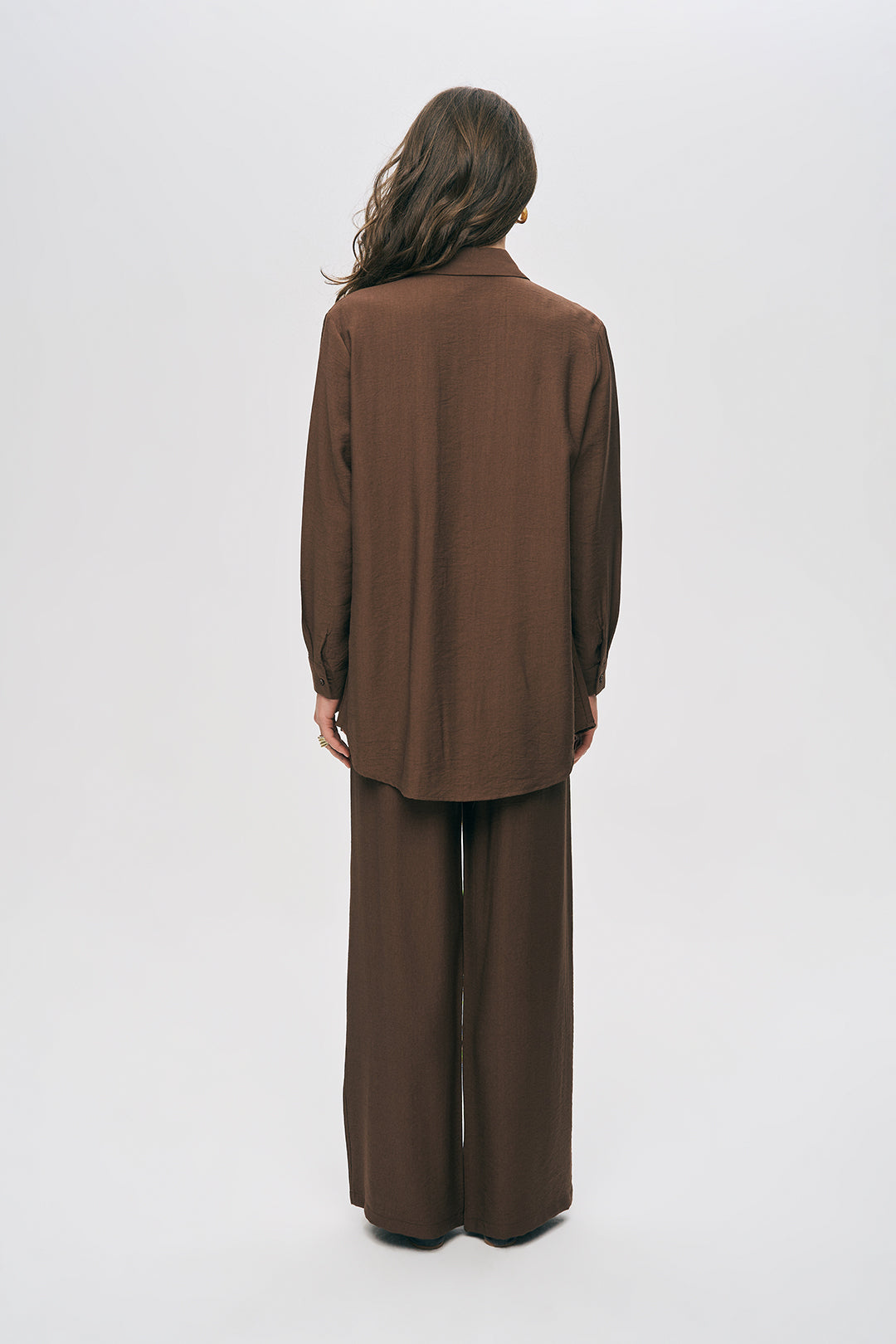 Orfeonegro Boncuk İşlemeli Oversize Gömlek K.Kahve