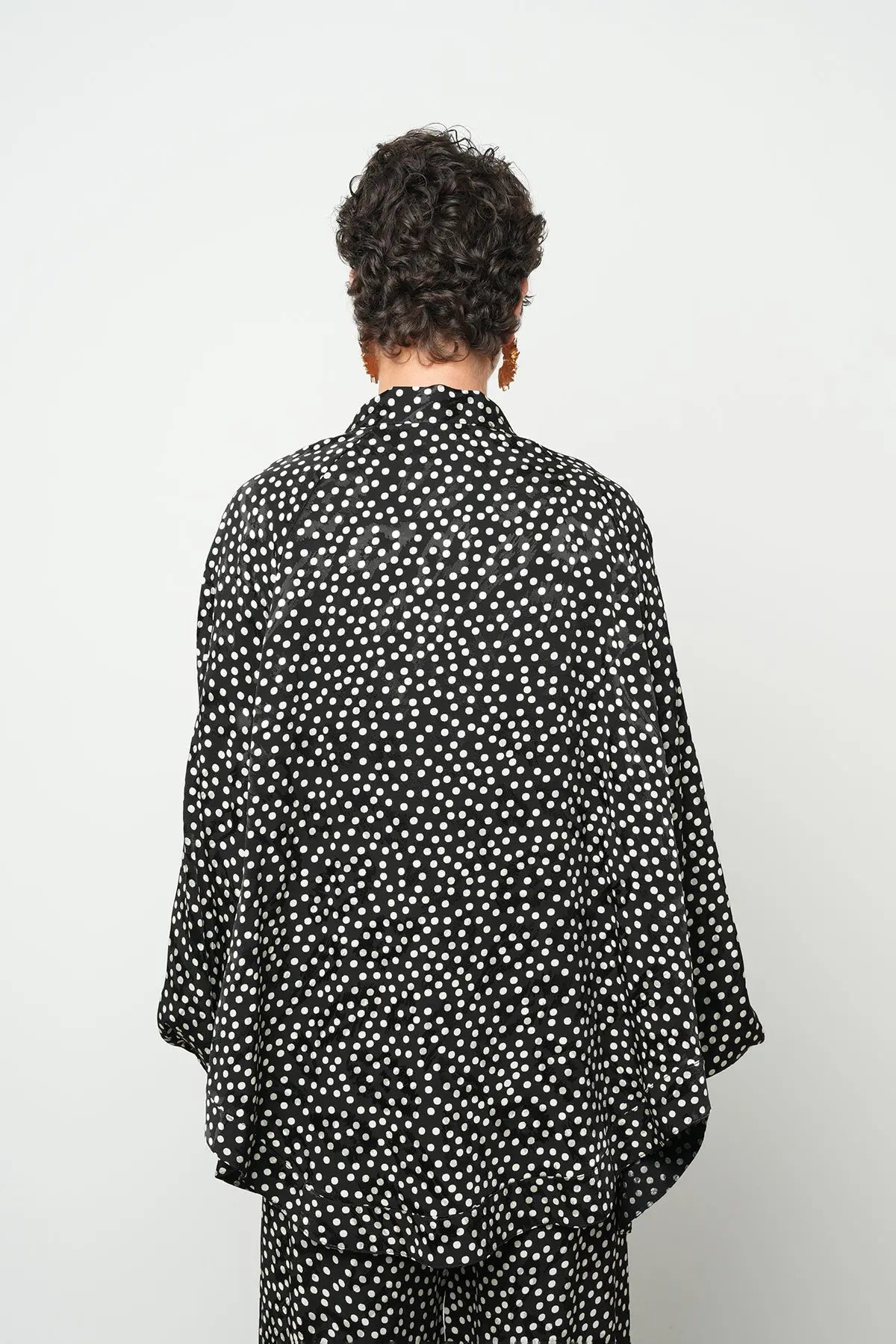 Orfeonegro Puantiyeli Oversize Saten Kimono ORFEONEGRO