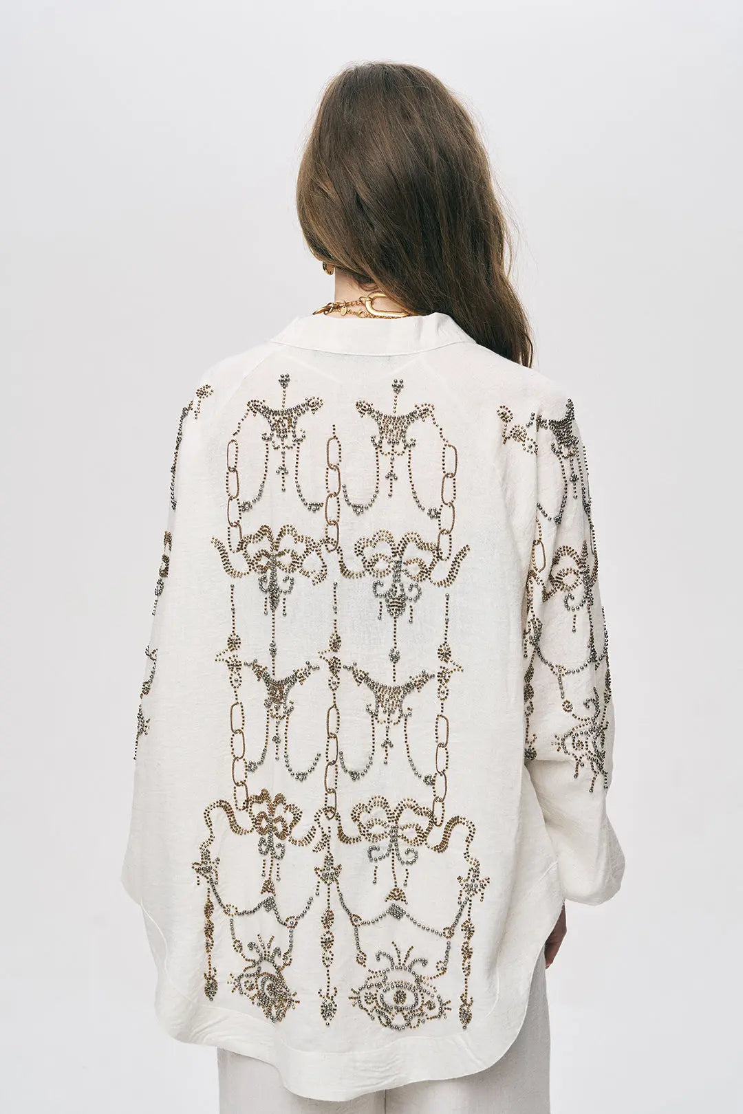 Toptan Kadın Oversize Taş İşlemeli Kimono ORFEONEGRO