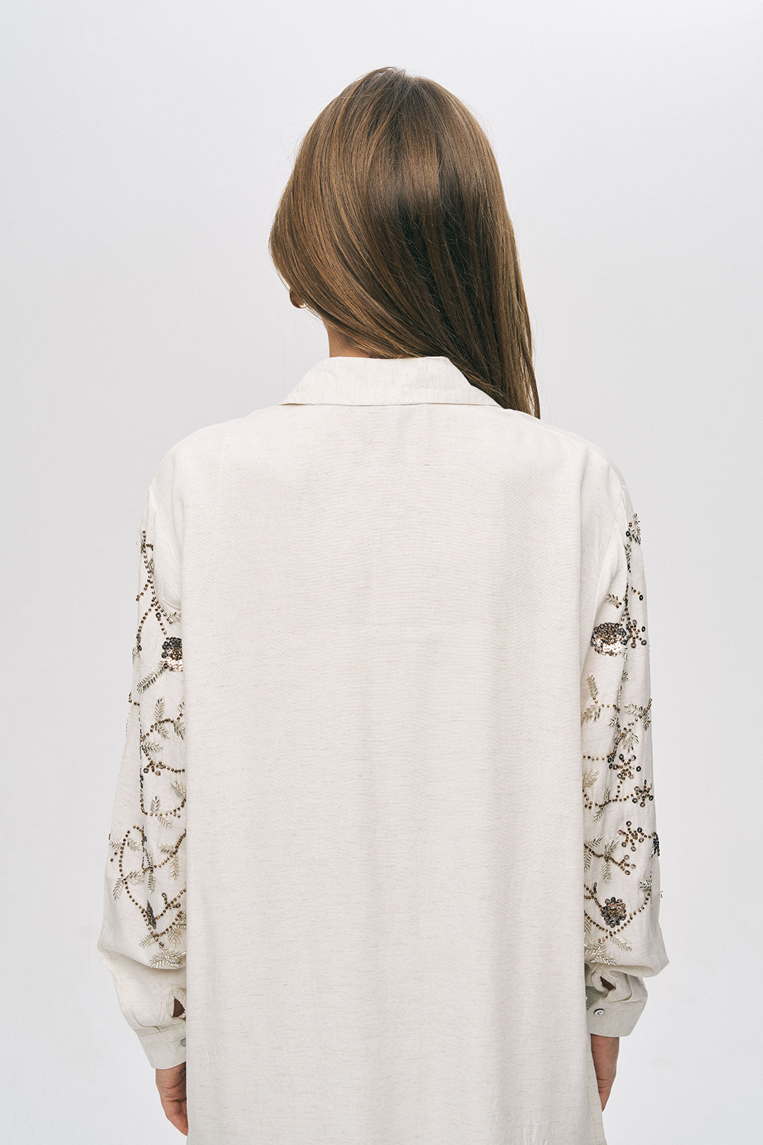 Orfeonegro Çiçek Nakışlı Oversize Gömlek