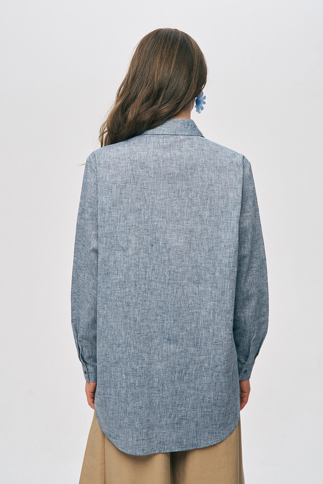 Antrasit Pul ve Boncuk İşlemeli Gömlek