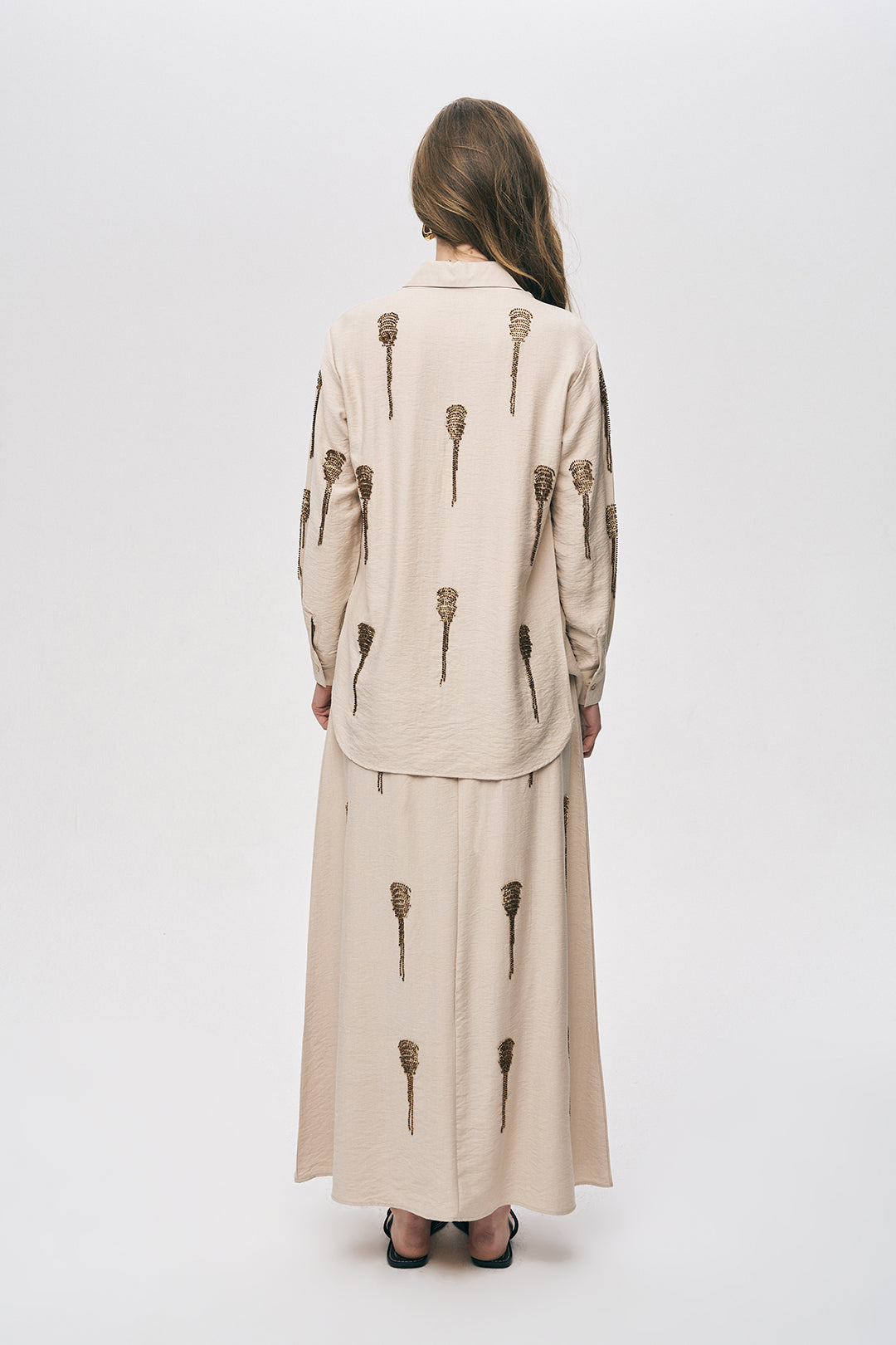 Orfeonegro Boncuk İşlemeli A.bej Gömlek