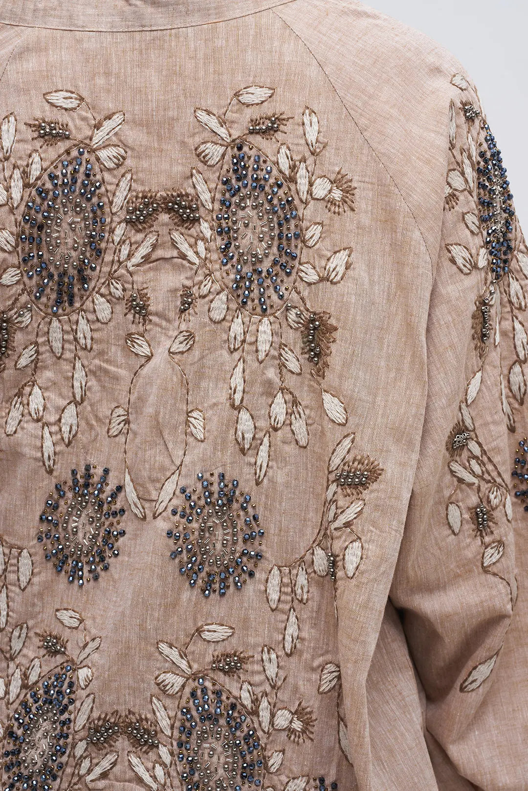 Kolu ve Sırtı İşlemeli Oversize Kimono A.Kahve ORFEONEGRO