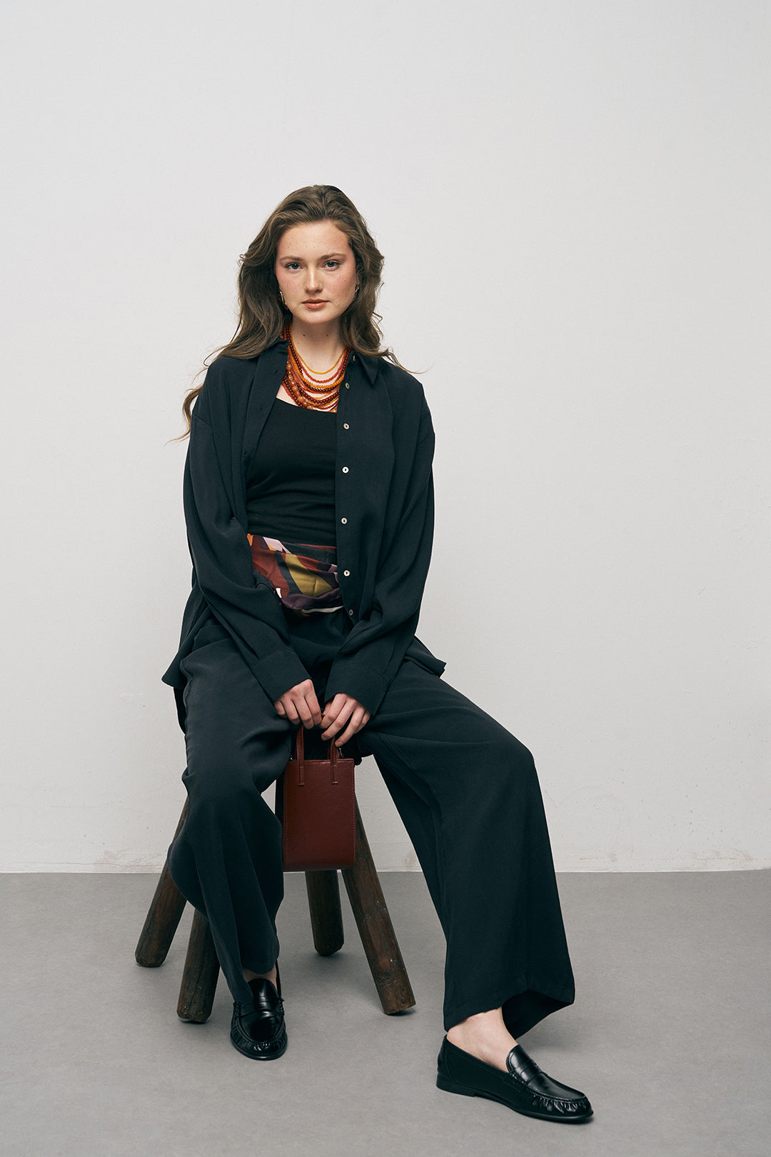 Orfeonegro Siyah Oversize Basic Uzun Kollu Gömlek