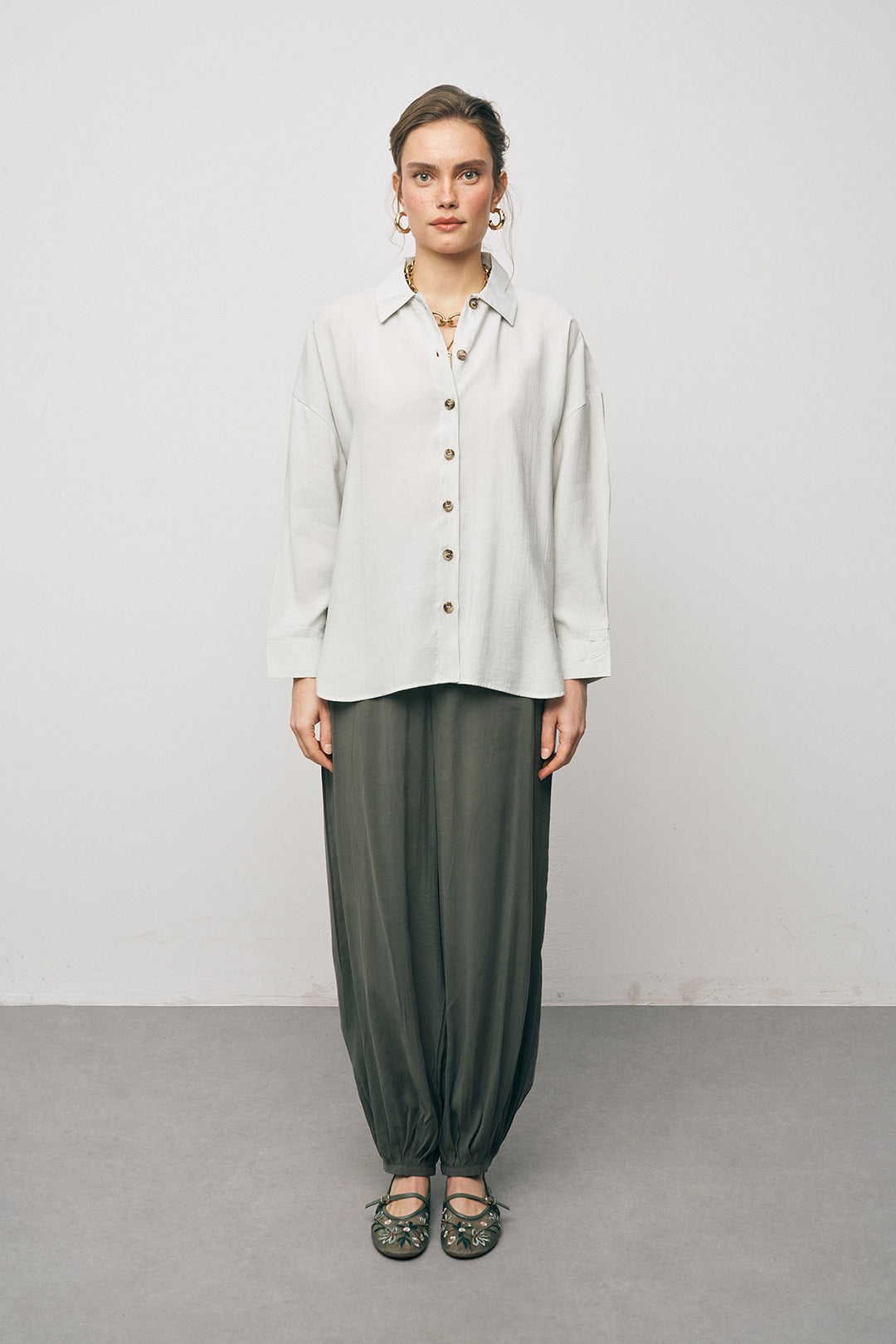 Orfeonegro Mint Boyfriend Fit Tiril Tiril Yazlık Gömlek