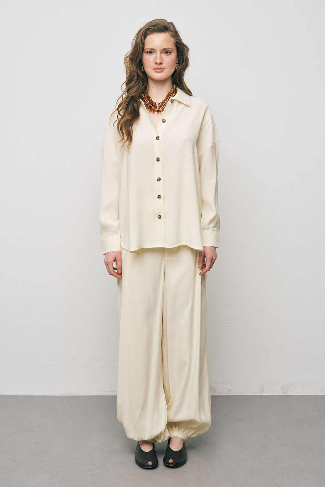 Orfeonegro Sarı Boyfriend Fit Tiril Tiril Yazlık Gömlek