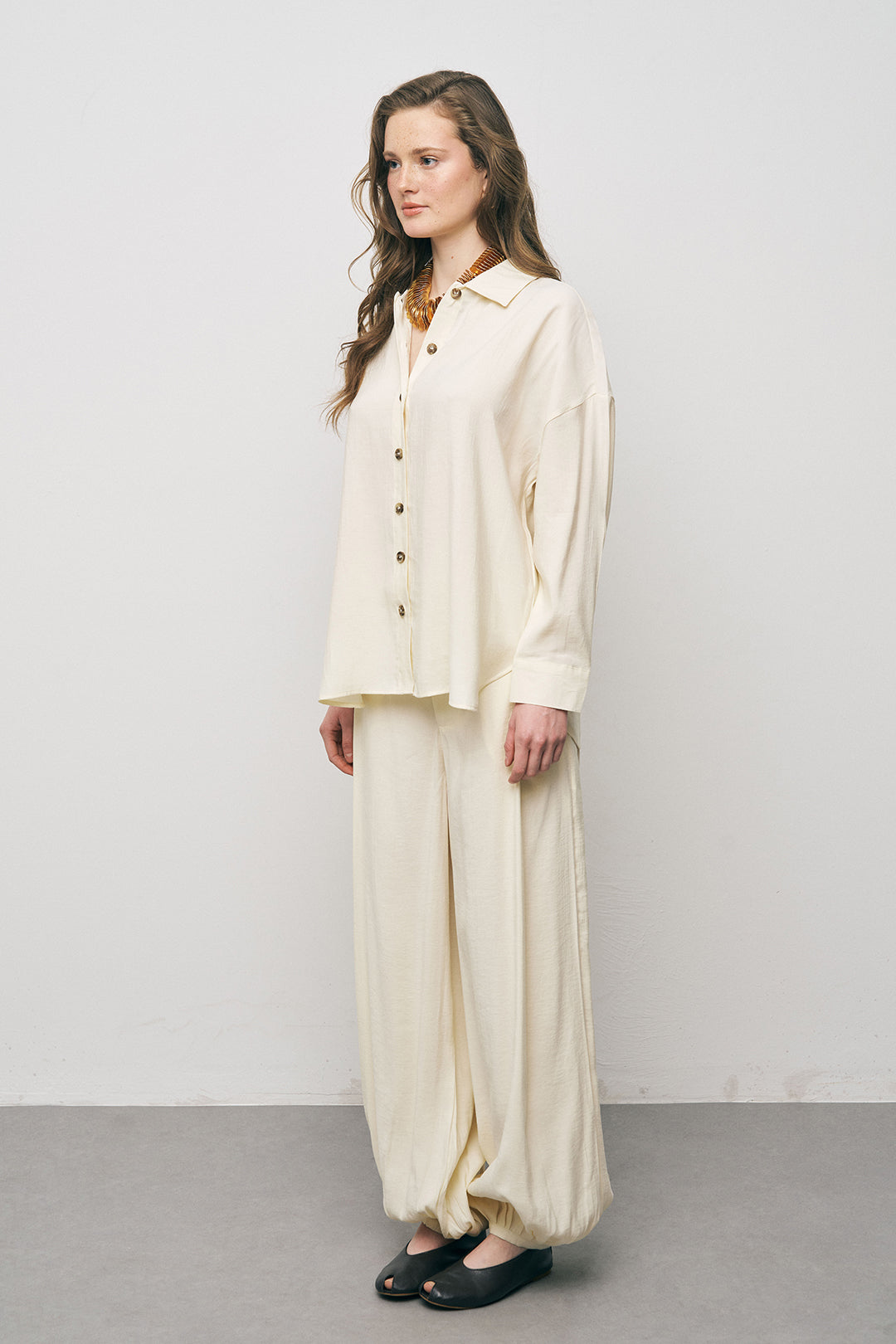 Orfeonegro Sarı Boyfriend Fit Tiril Tiril Yazlık Gömlek