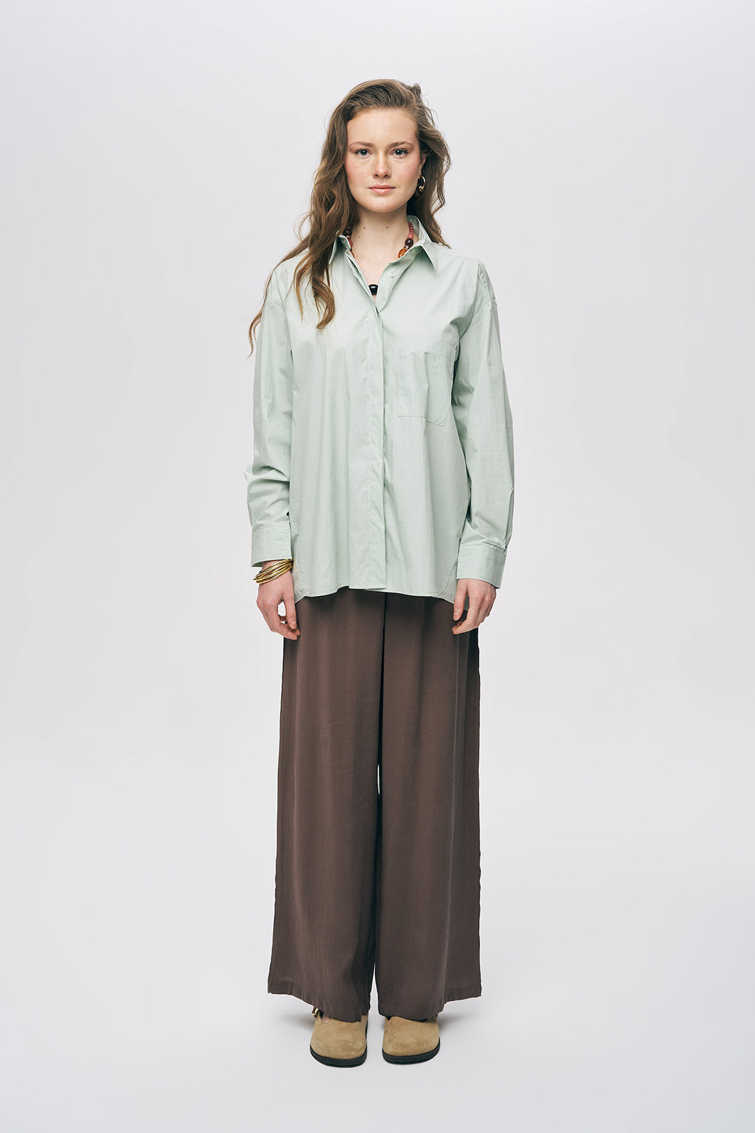 Orfeonegro Tek Cepli Oversize Mint Gömlek