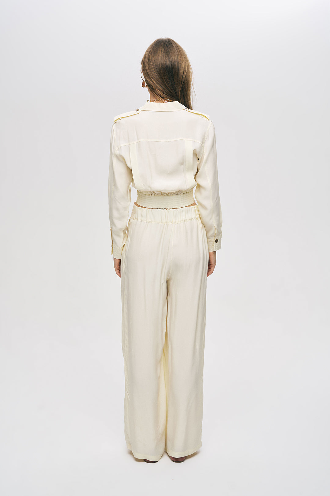 Orfeonegro Sarı Kruvaze Detaylı Crop Tasarım Gömlek