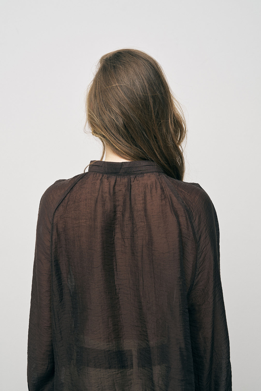 Orfeonegro Hakim Yaka Düğme Detaylı Şifon Gömlek Kahve