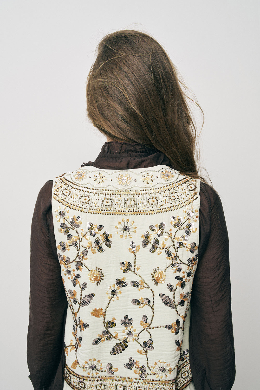 Orfeonegro Nakış ve Boncuk İşlemeli Mint Kısa Yelek