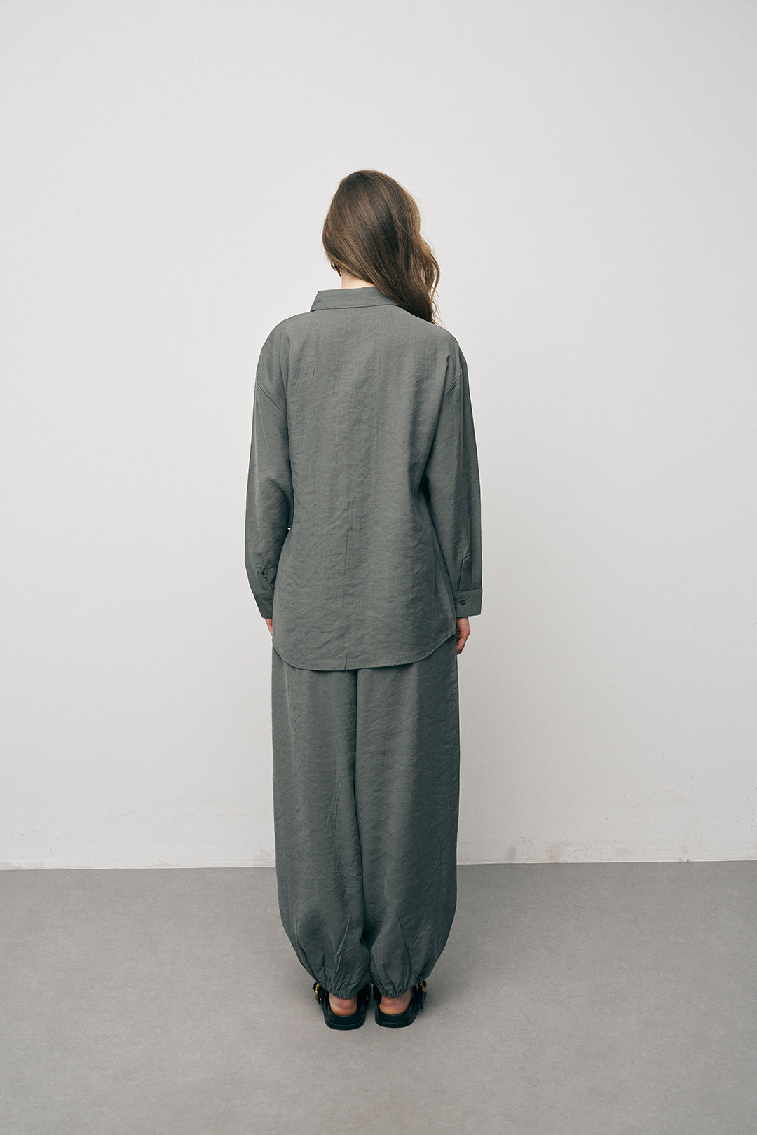 Orfeonegro Çift Kemer Aksesuarlı Haki Uzun Kollu Gömlek