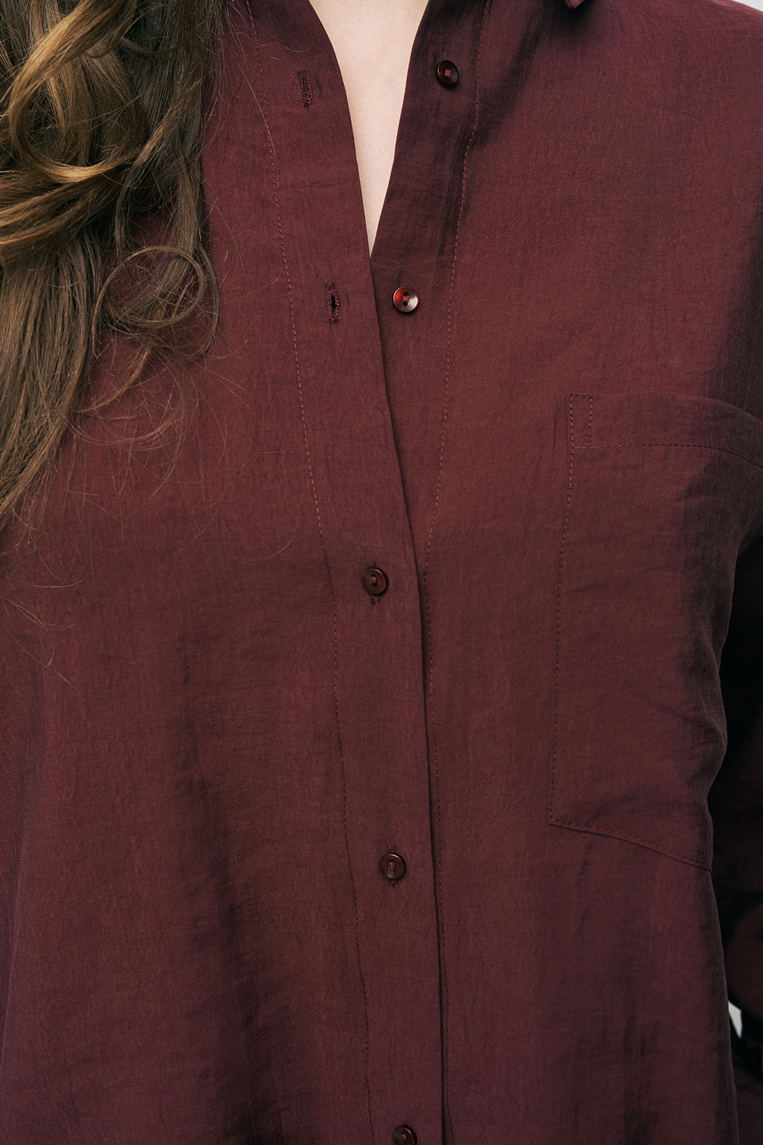 Orfeonegro Cep Detaylı Bordo Basic Gömlek