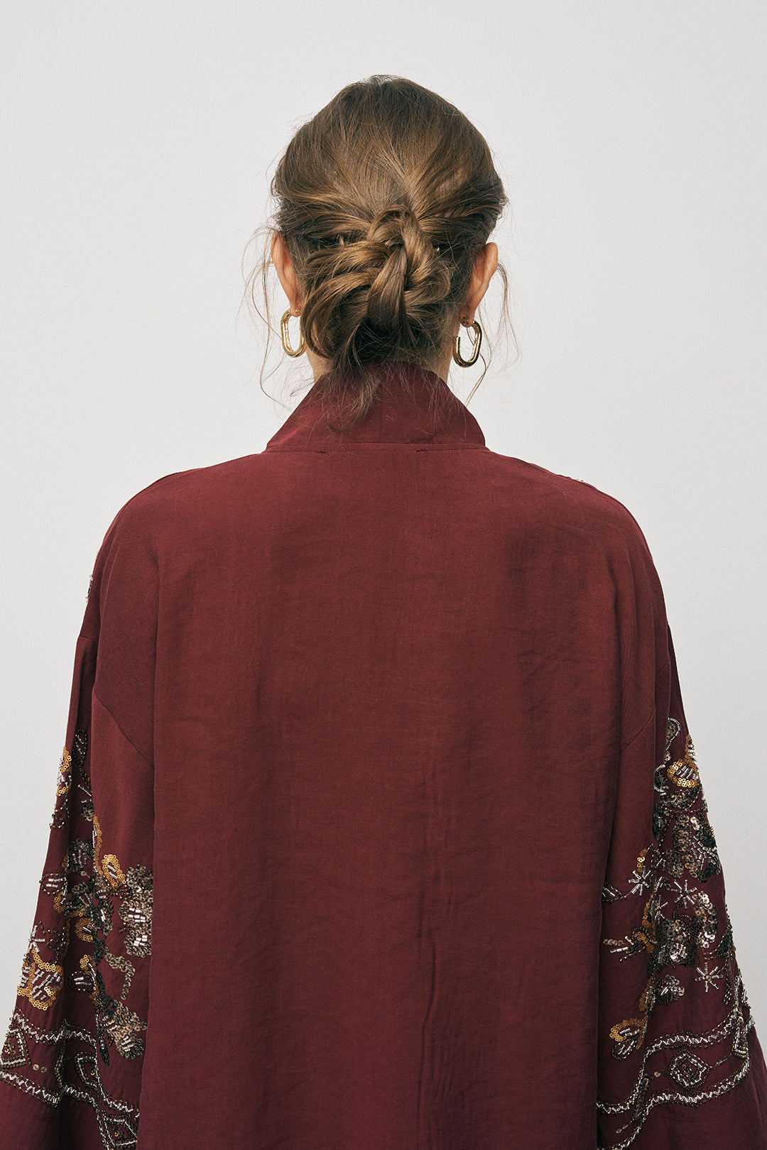 Orfeonegro Bordo Nakış İşlemeli Kimono