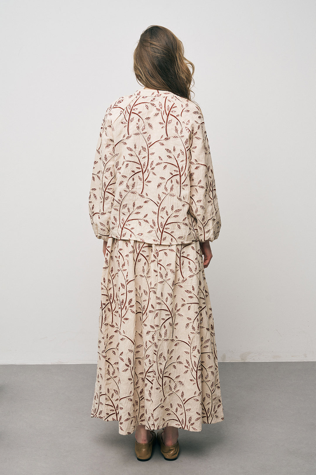 Nakış İşlemeli Balon Kol Tasarım Bluz Bordo