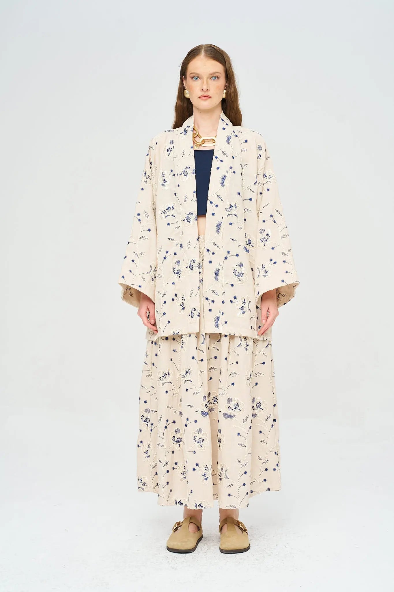 Çiçek Nakışlı ve Pullu Kimono - Laci ORFEONEGRO