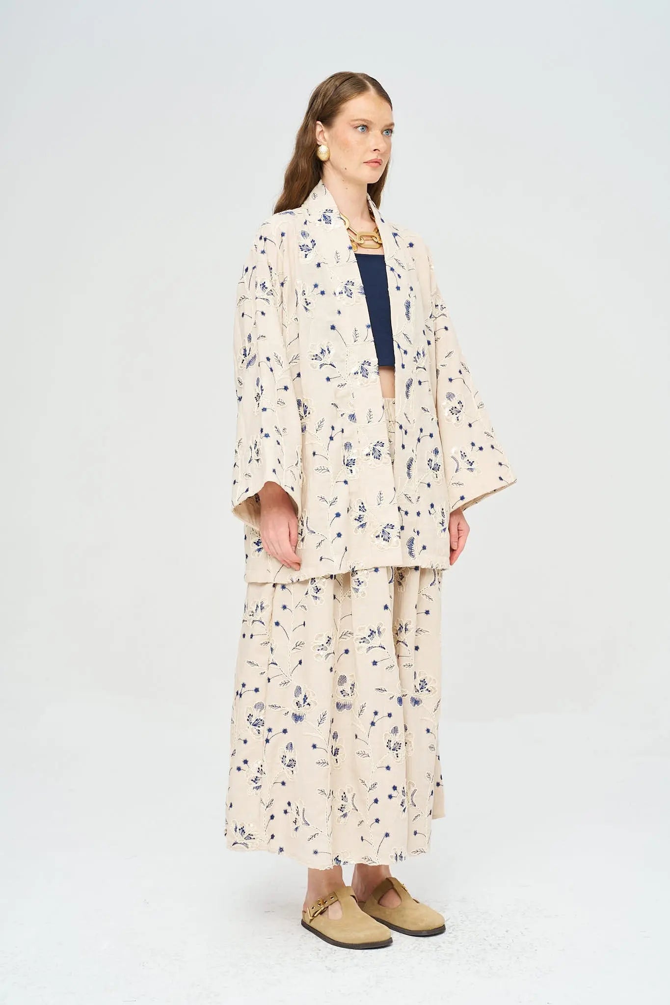 Çiçek Nakışlı ve Pullu Kimono - Laci ORFEONEGRO