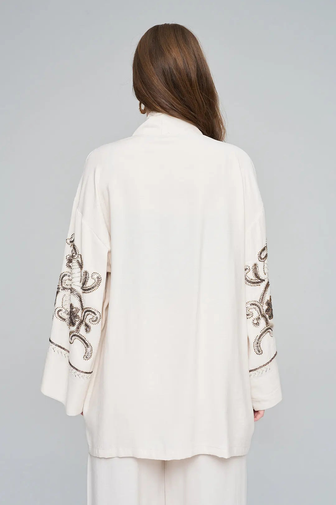 Nakışlı ve Payetli Tasarım Kimono Taş ORFEONEGRO