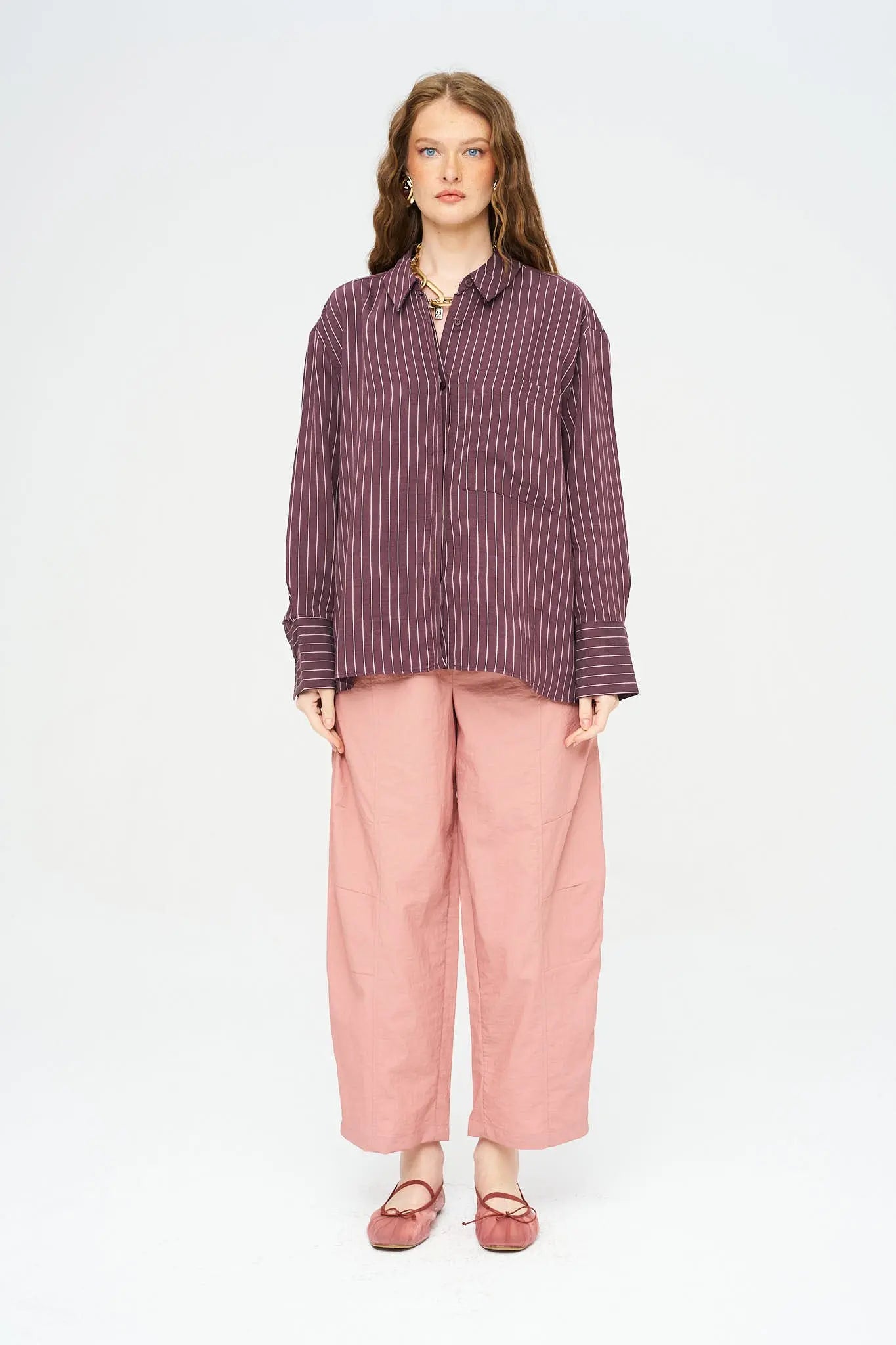Tek Cepli Tencel Karışımlı Oversize Gömlek ORFEONEGRO