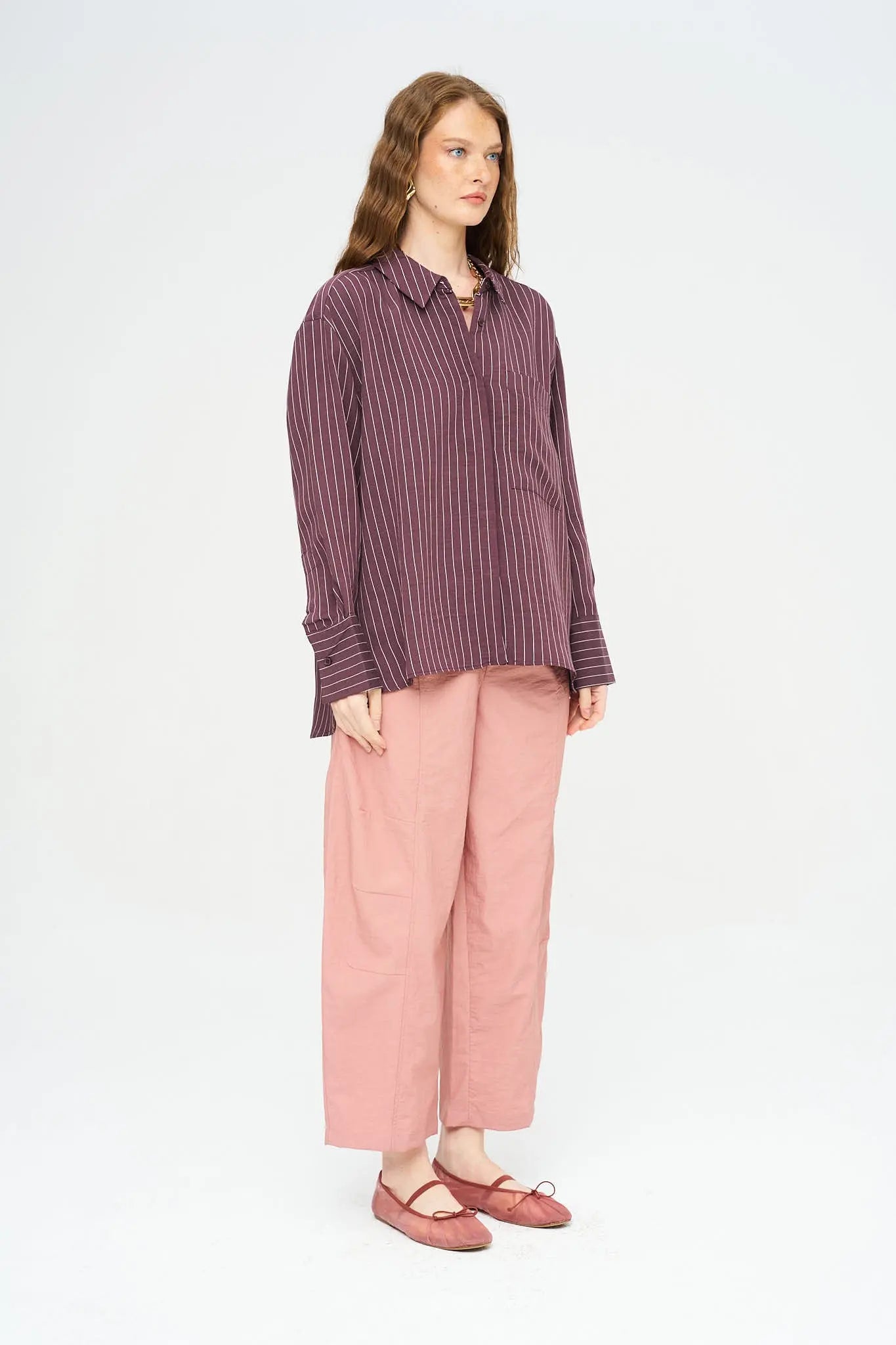 Tek Cepli Tencel Karışımlı Oversize Gömlek ORFEONEGRO