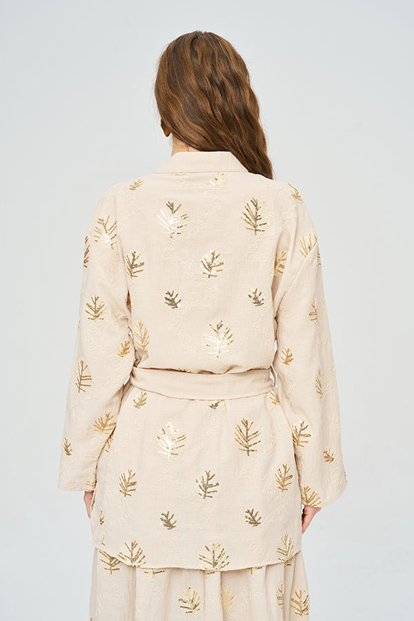 Toptan Kuşaklı Modern Kesim Yazlık Kadın Kimono Sarı