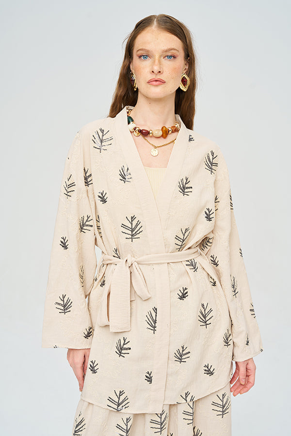 Toptan Kuşaklı Modern Kesim Yazlık Kadın Kimono Siyah
