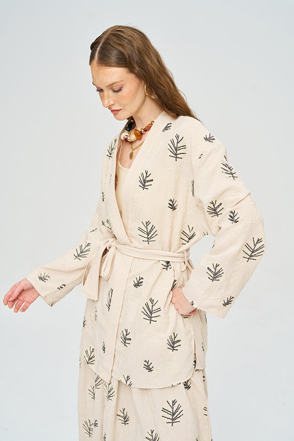 Toptan Kuşaklı Modern Kesim Yazlık Kadın Kimono Siyah