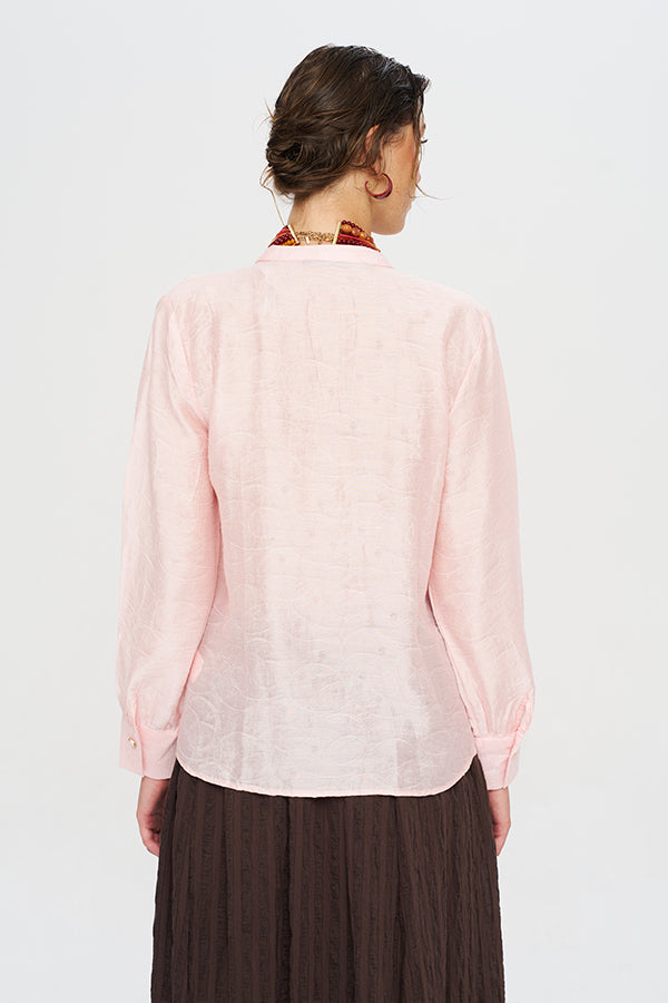 Toptan Fırfırlı Tencel Karışımlı Bluz