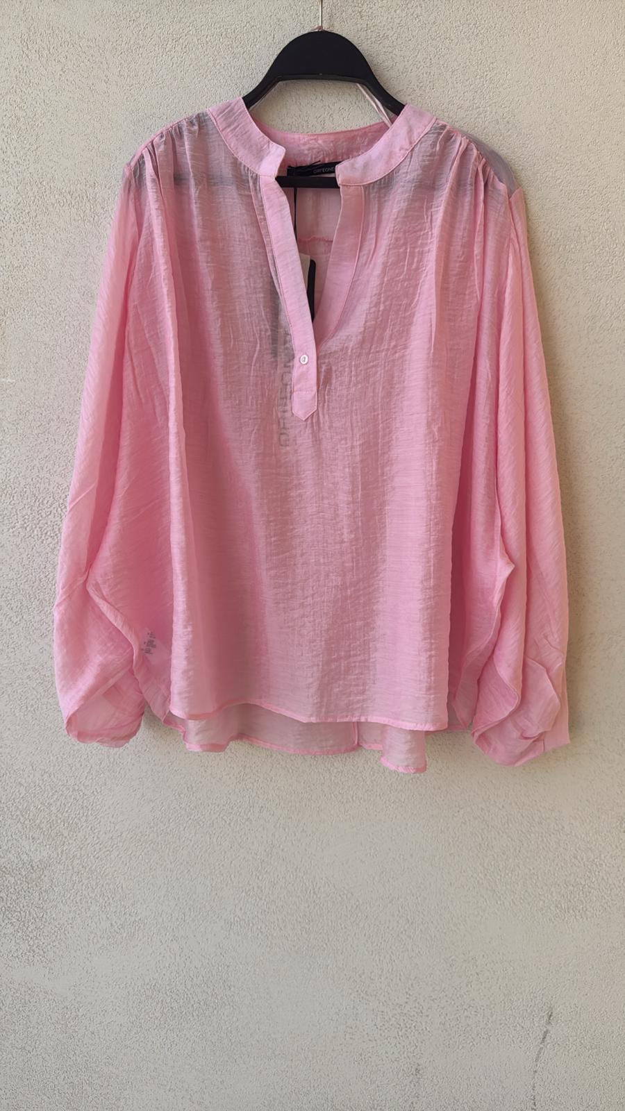 Toptan Kadın Pembe Gömlek - Tencel Karışımlı