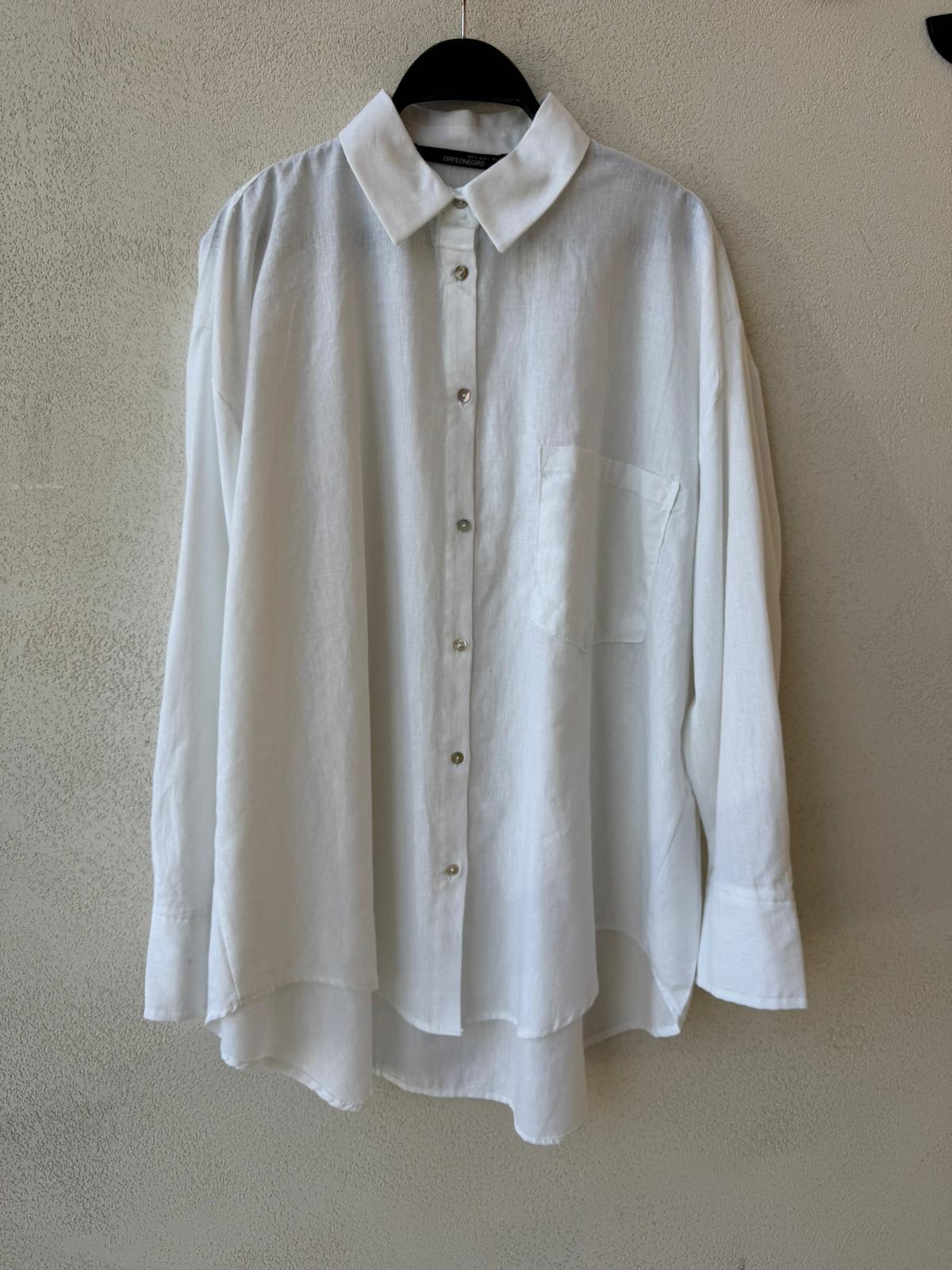 Toptan Keten Ekru Oversize Kadın Gömlek