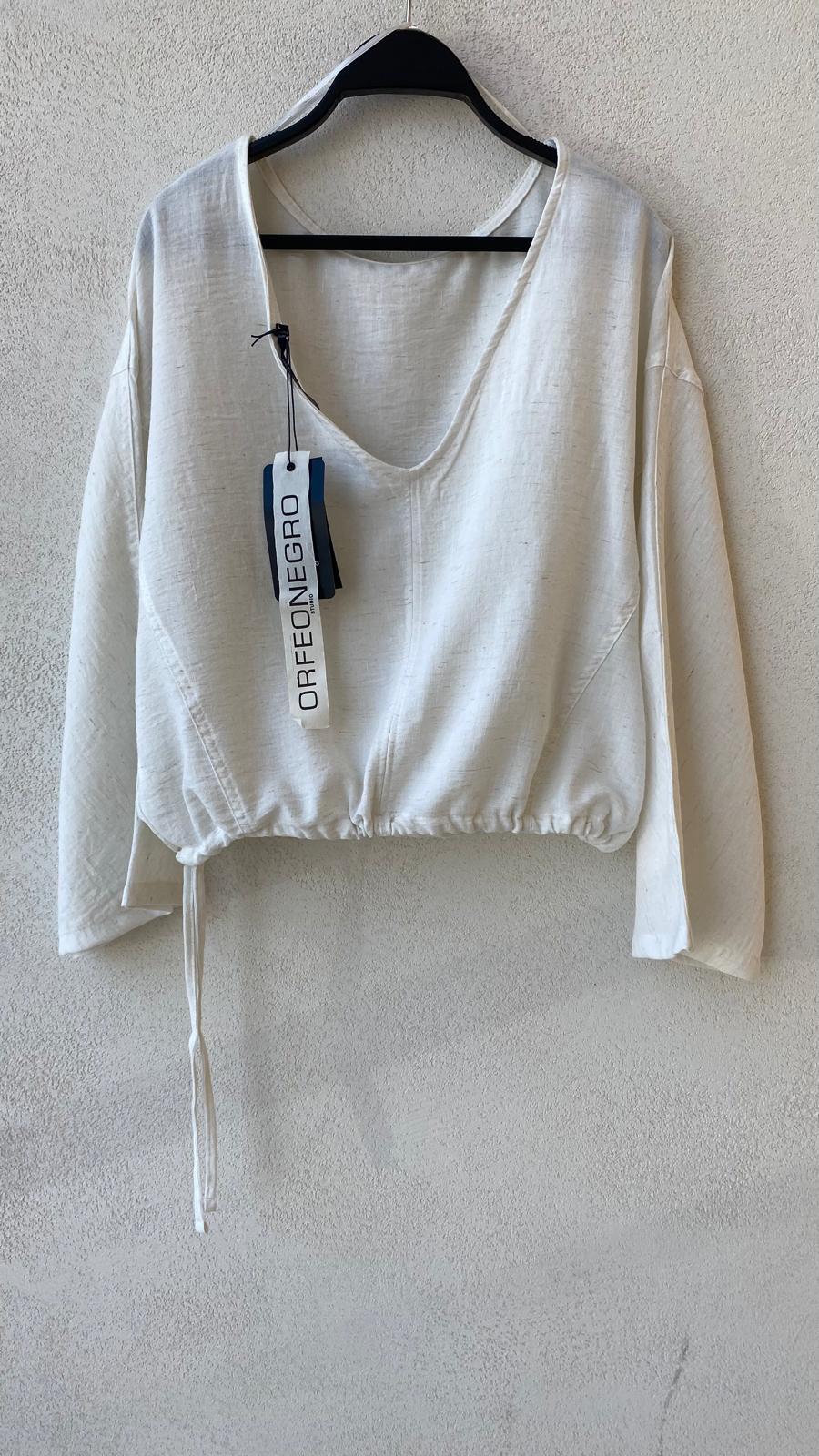 Toptan Sırtı Açık Belden İpli Ekru Bluz - Butik Yazlık Seri