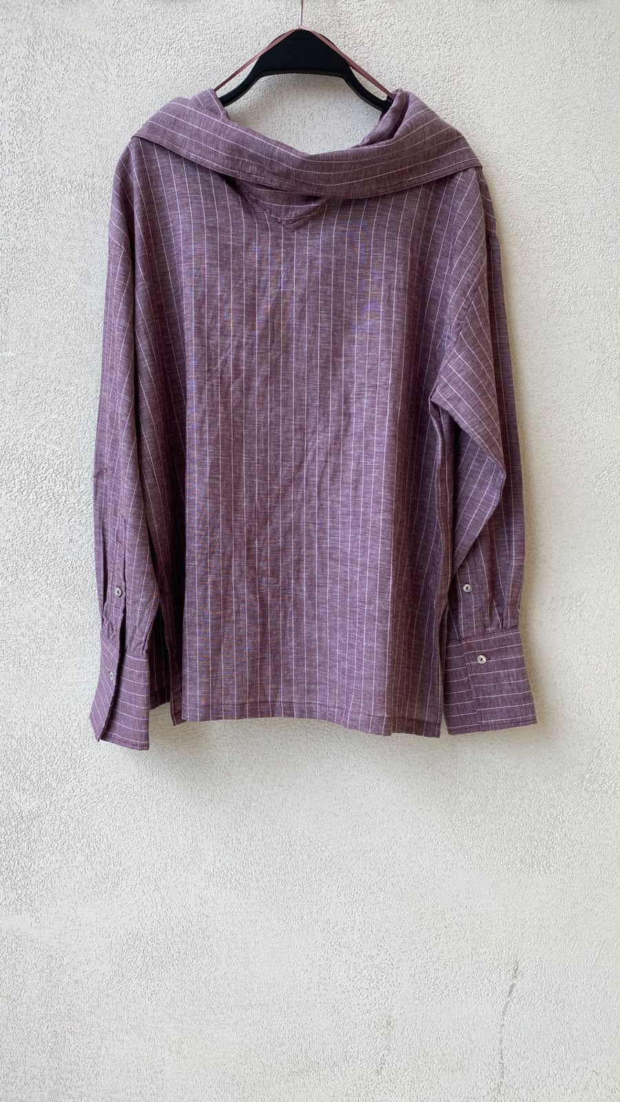 Toptan Çizgili Yaka Detaylı Tencel Keten Gömlek