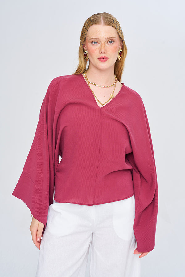 Toptan Modal Kumaş Bordo Bluz