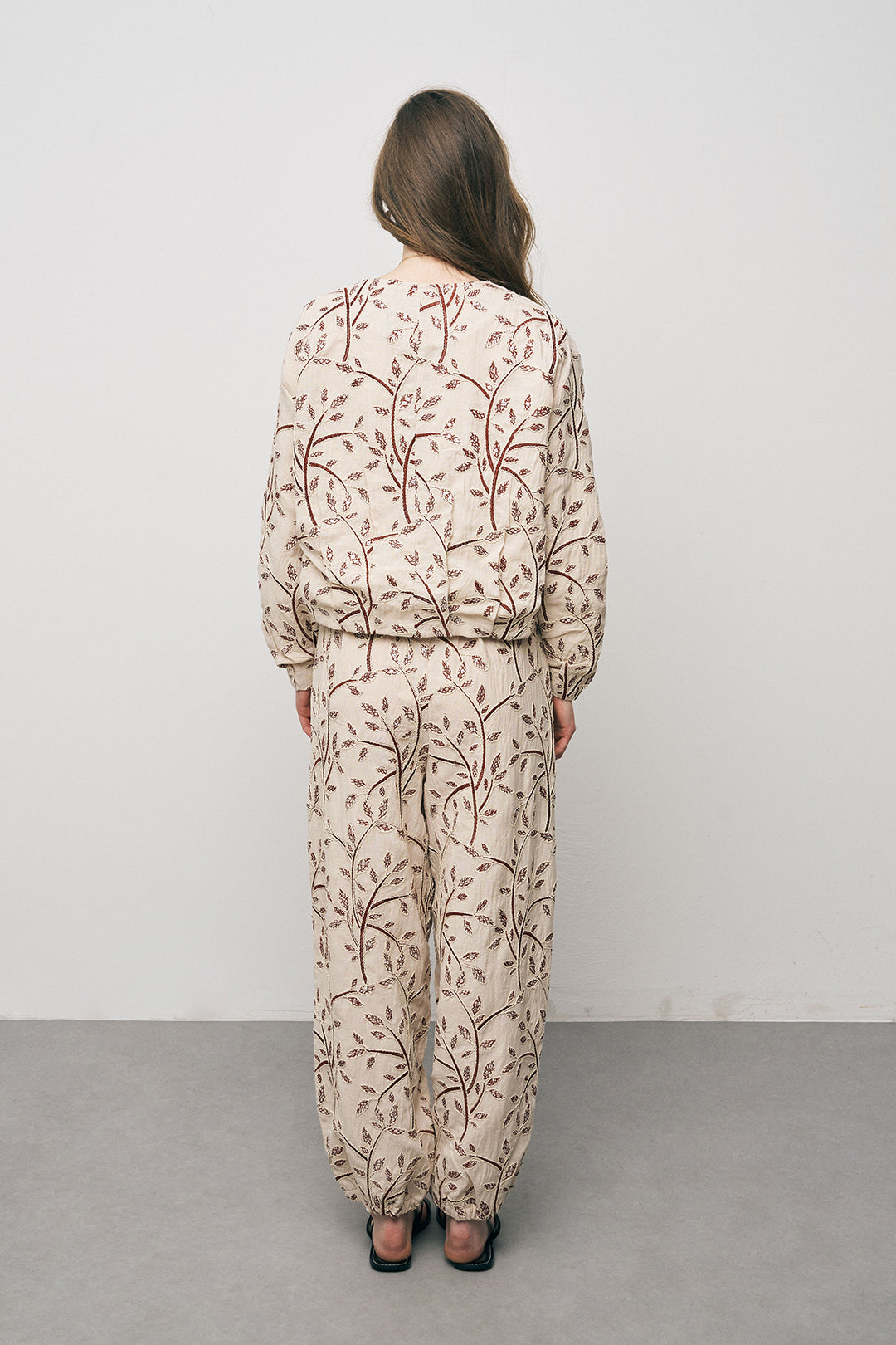 Orfeonegro Yaprak Nakışlı Fermuarlı Crop Tasarım Bordo Ceket