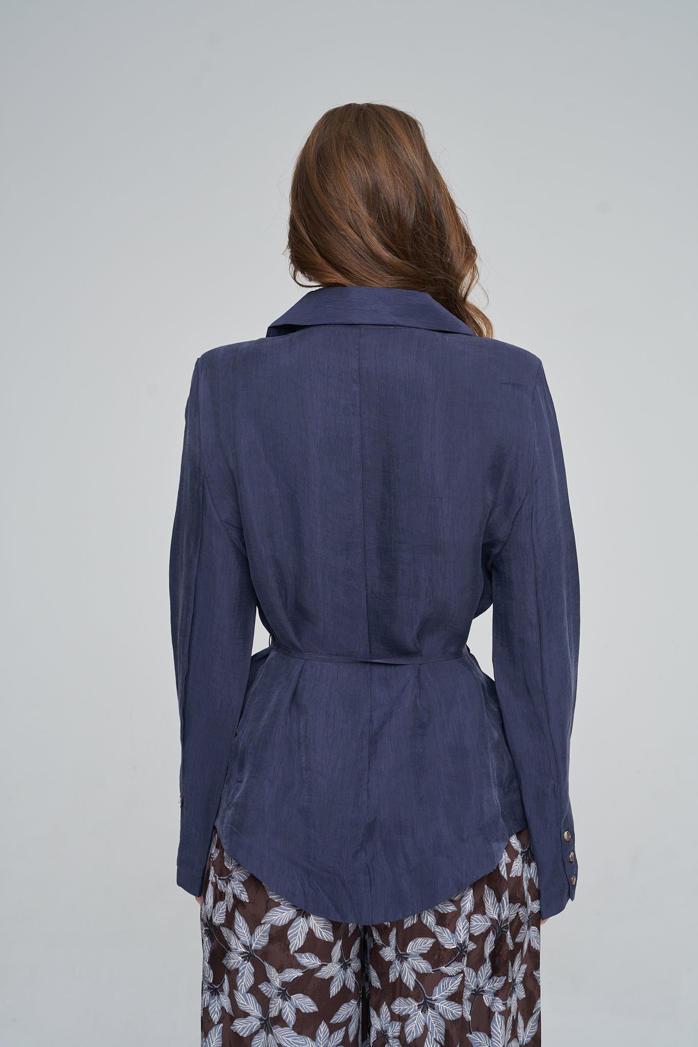 Orfeonegro Belden Bağlamalı Vatkalı Tencel Kadın Ceket Laci