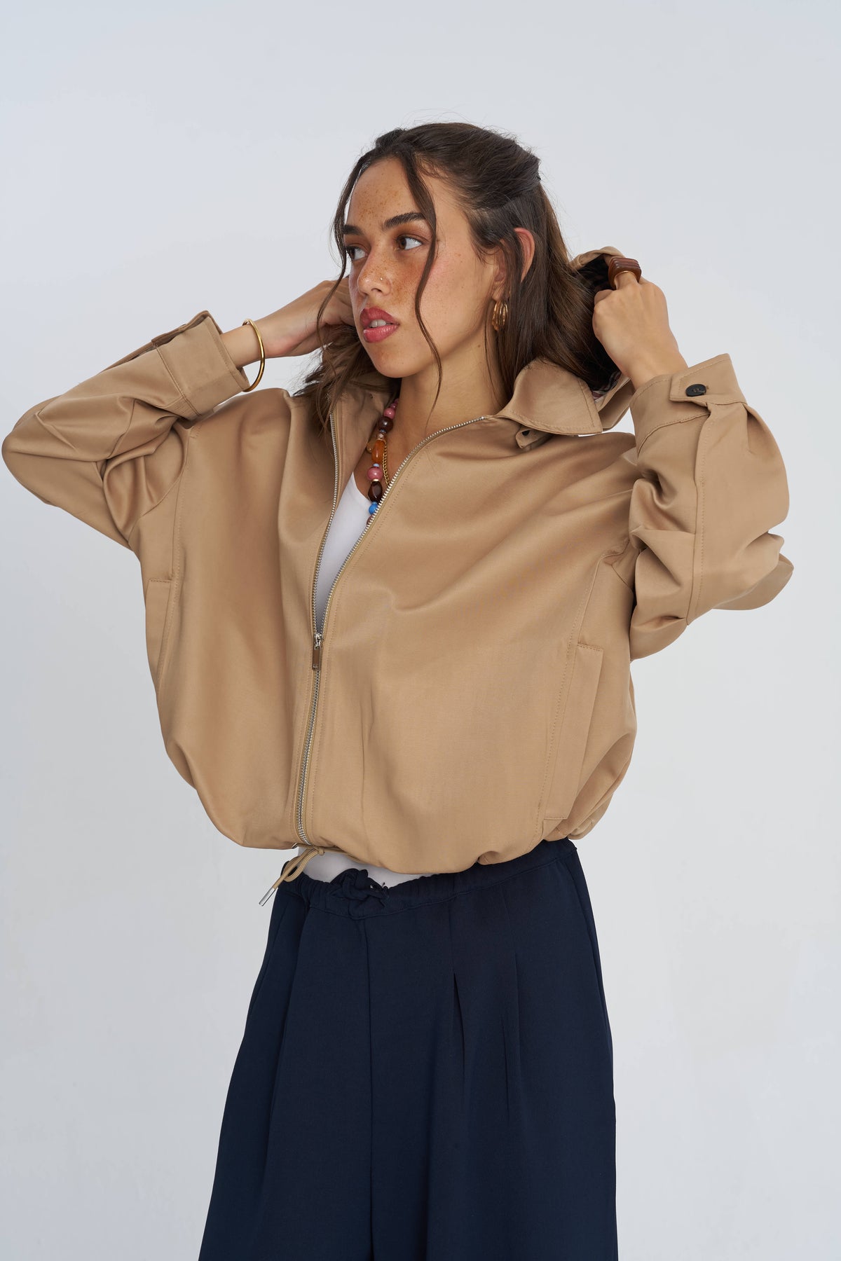 Toptan Astarlı Ekose Detaylı Oversize Pamuklu Kadın Ceket